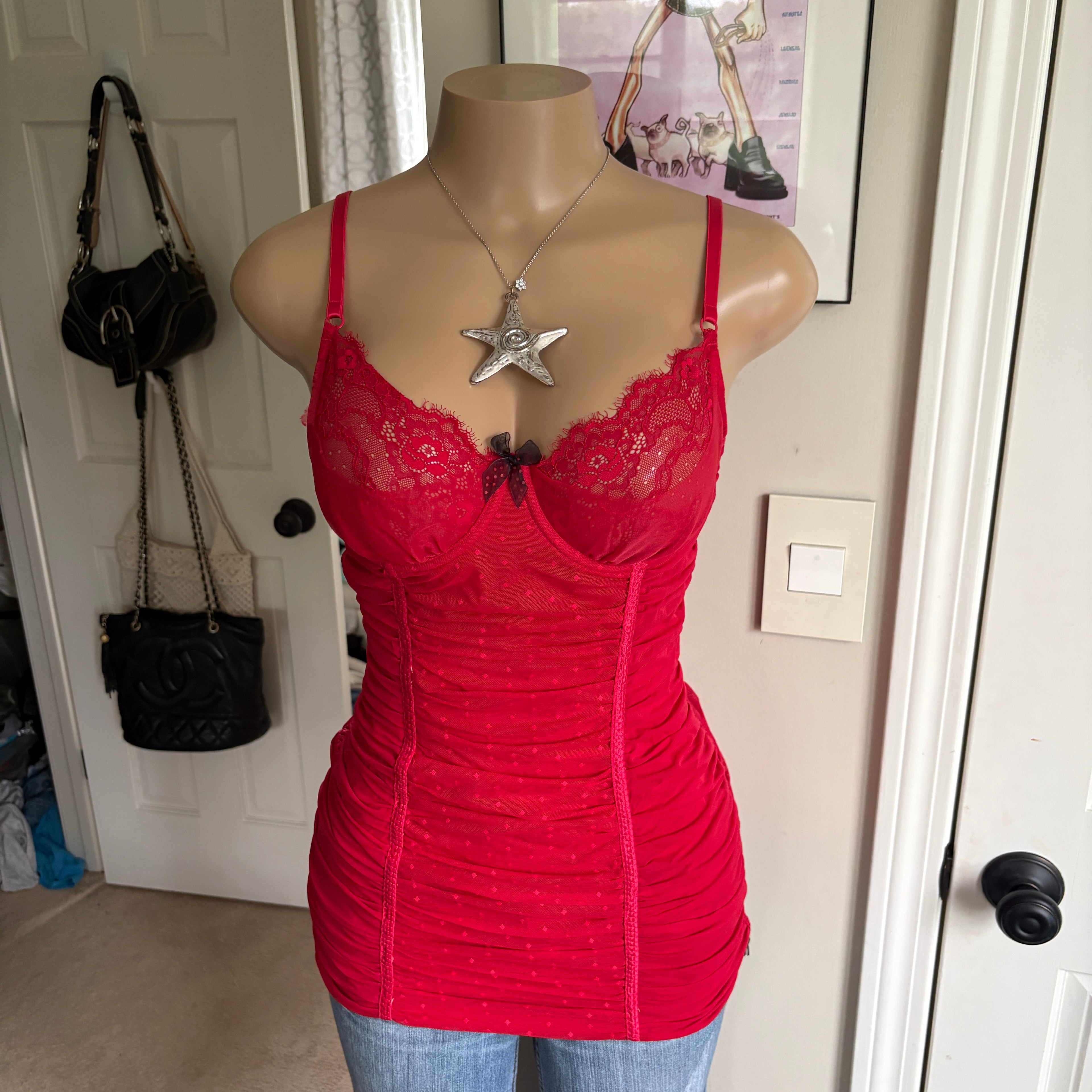 00s Jezebel red bustier lingerie top (size M)