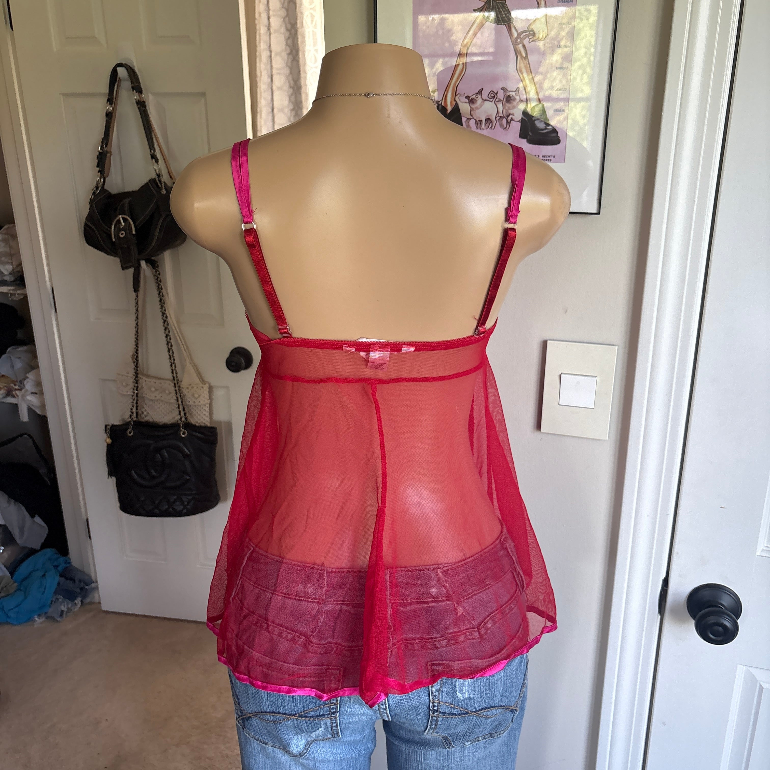 00s Victoria's Secret red babydoll slip top (size L)