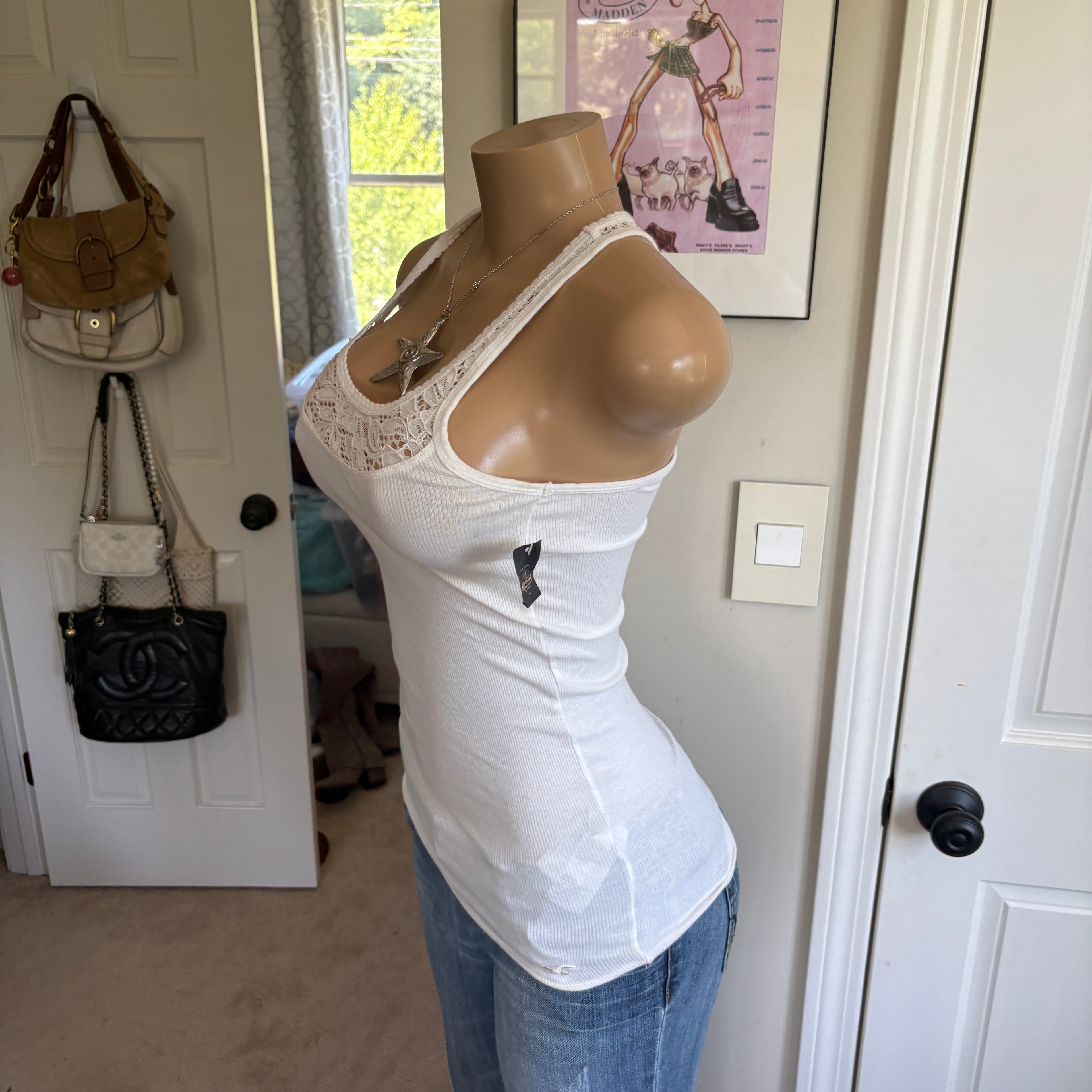 00s Hollister white lace tank top (size S)