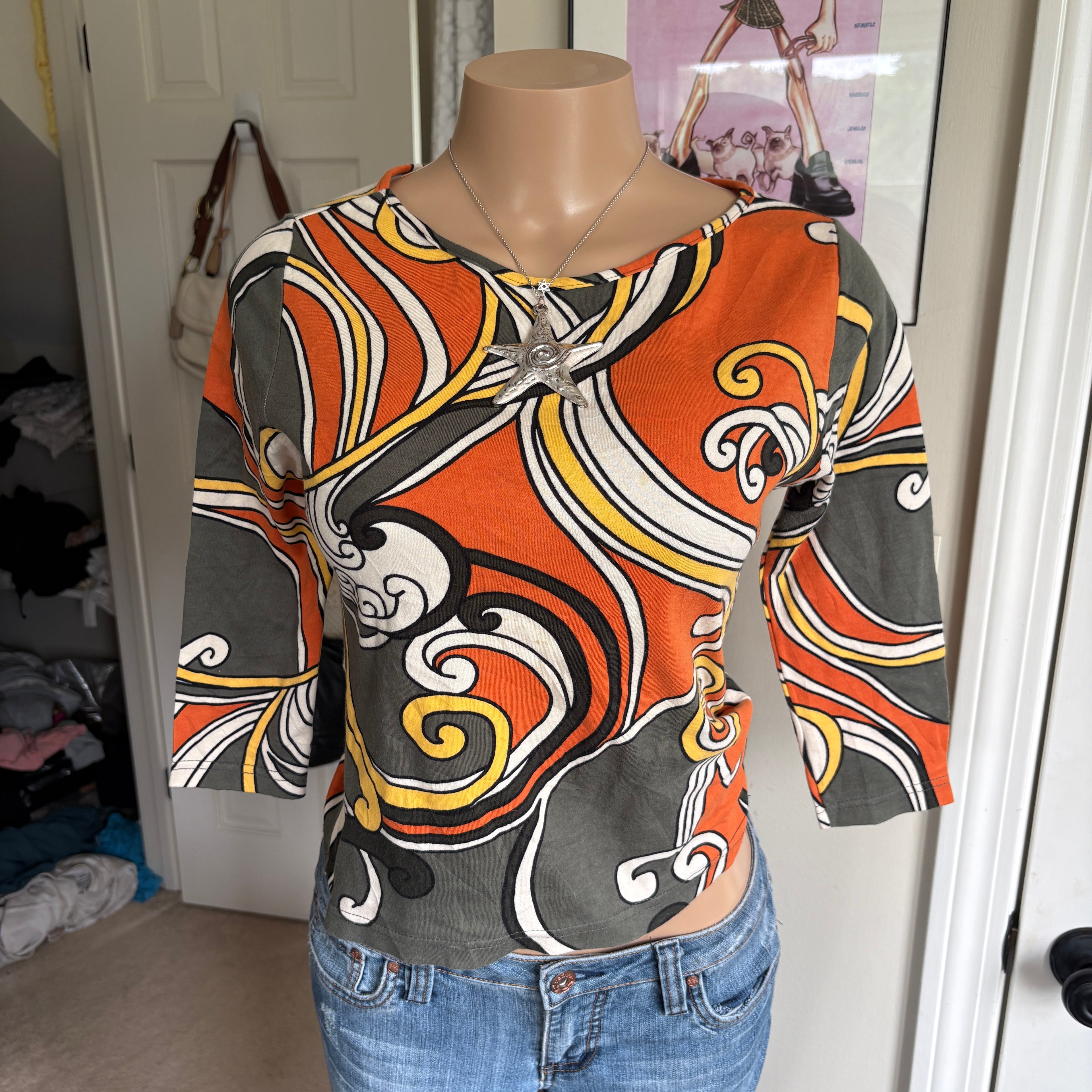 00s avant garde abstract colorful long sleeve (size S)