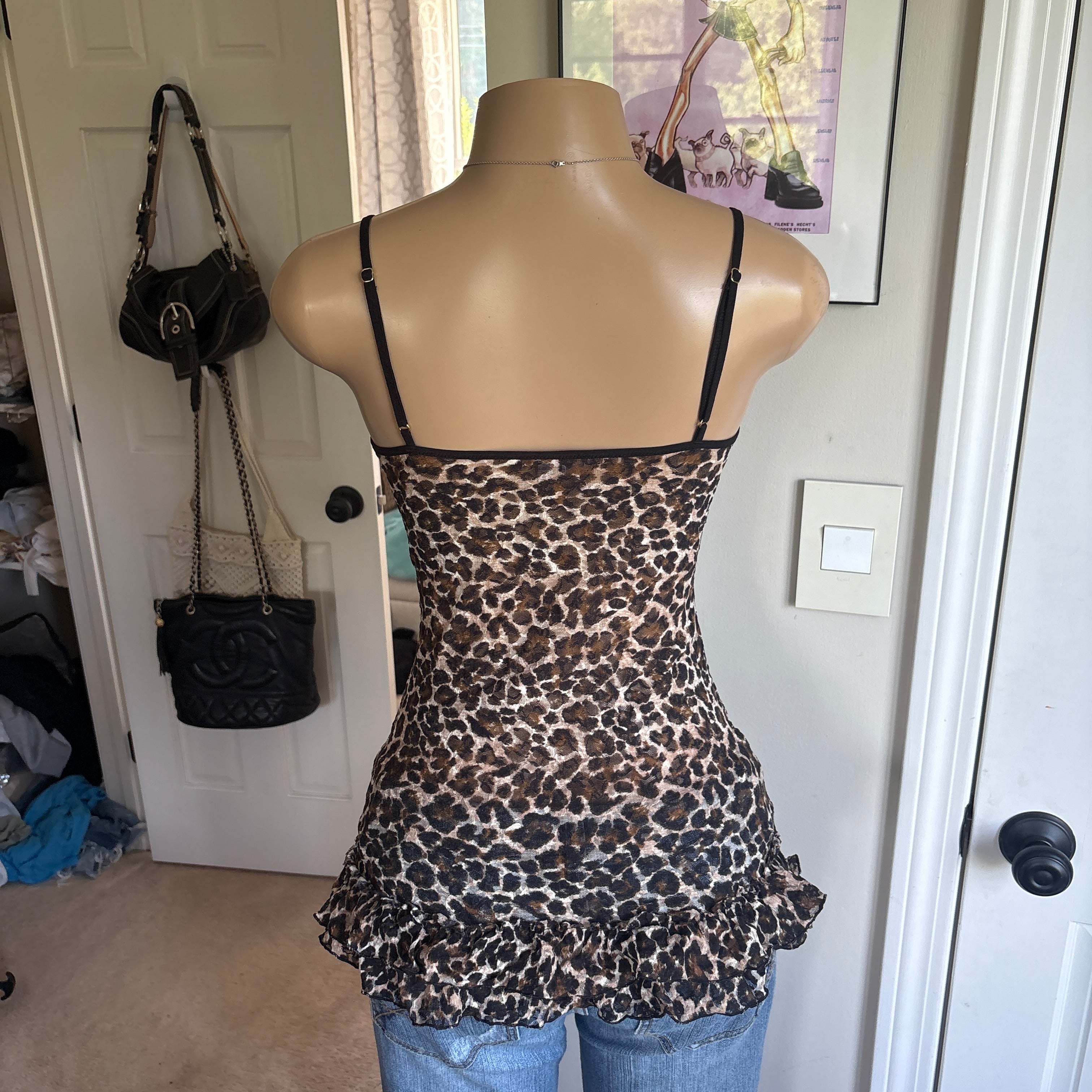 00s Victoria's Secret leopard print mesh slip cami (size M)