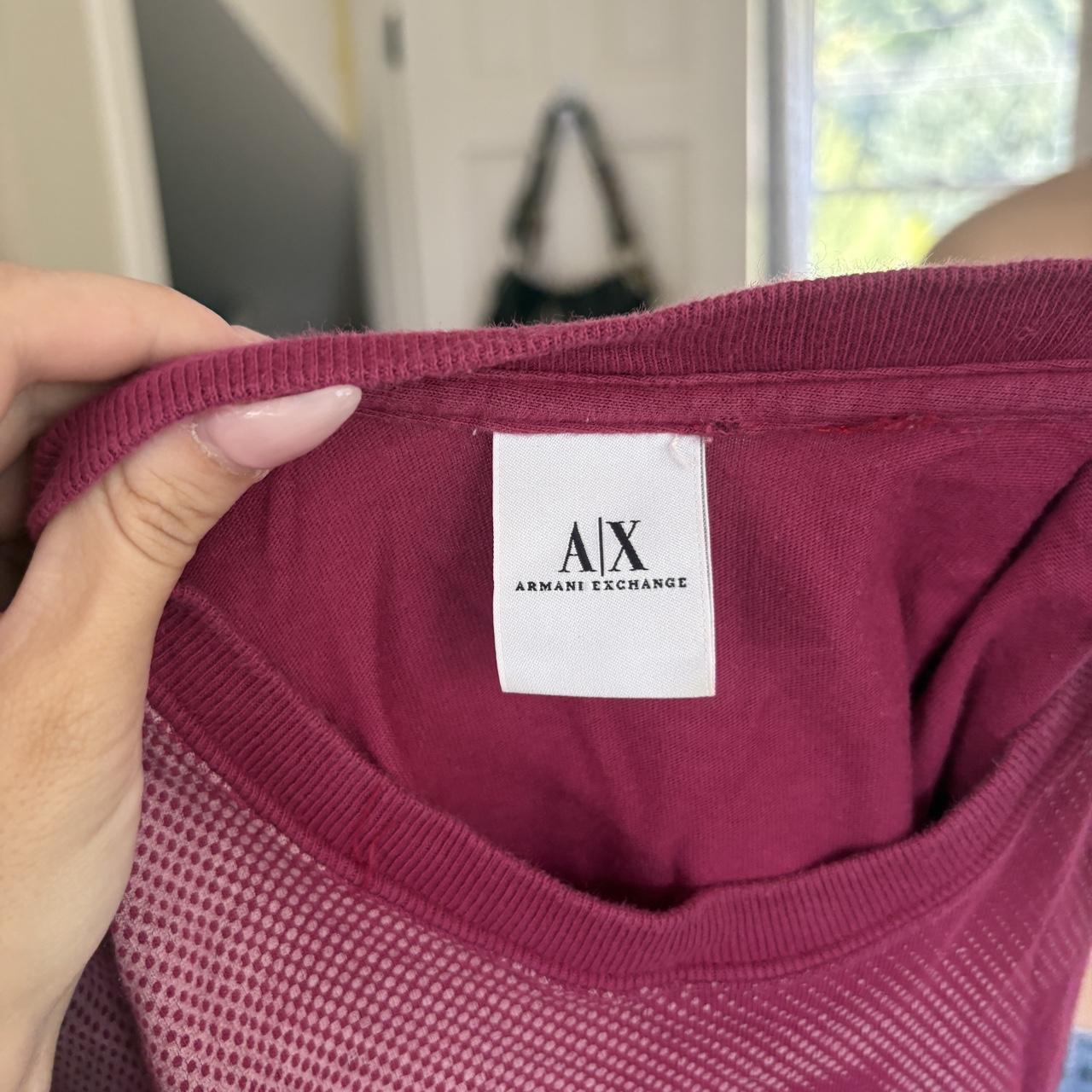 Y2K 2000s Armani Exchange Pink Mesh Graphic Baby Tee