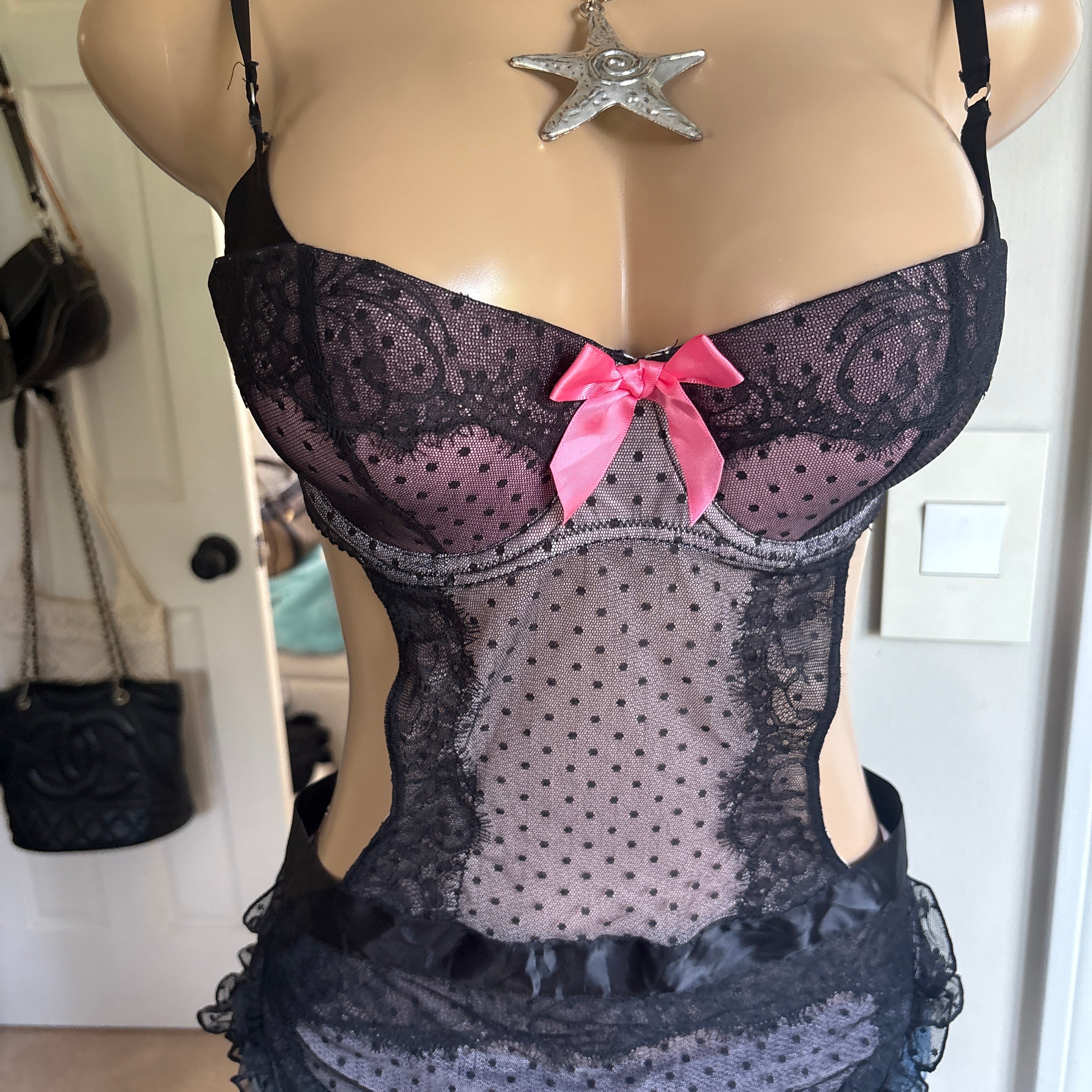00s rare Victoria's Secret french maid lingerie top (size 34C)