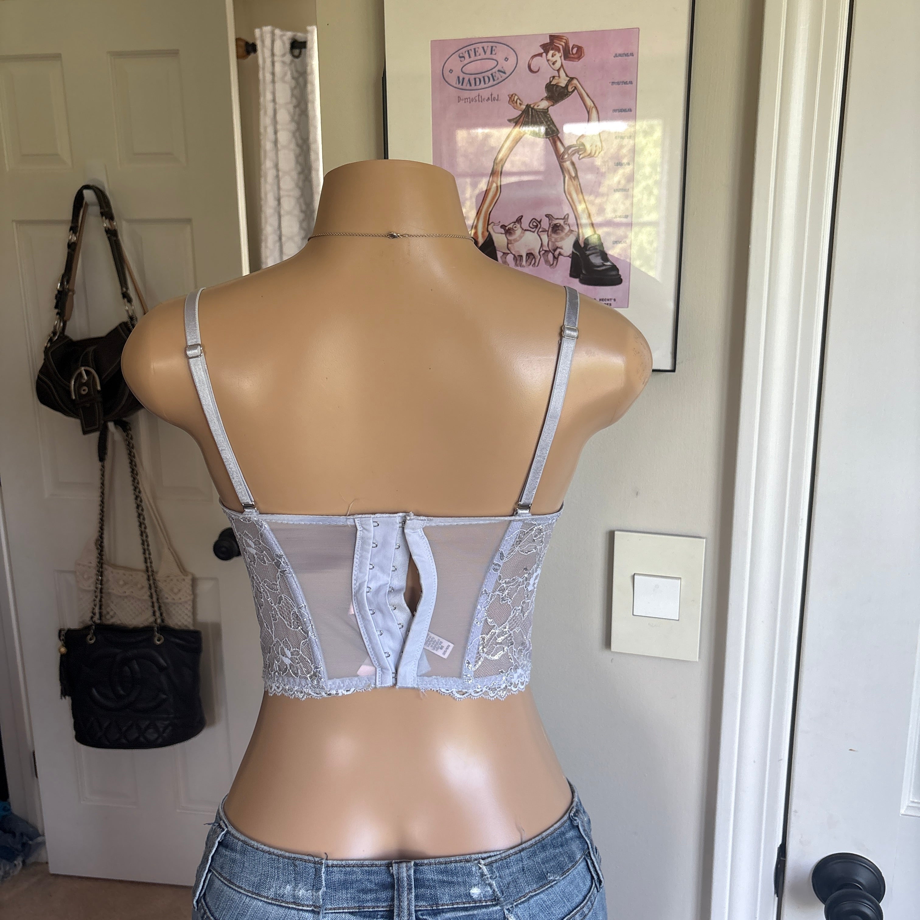 00s Victoria's Secret gray floral bustier corset top (size 32B)