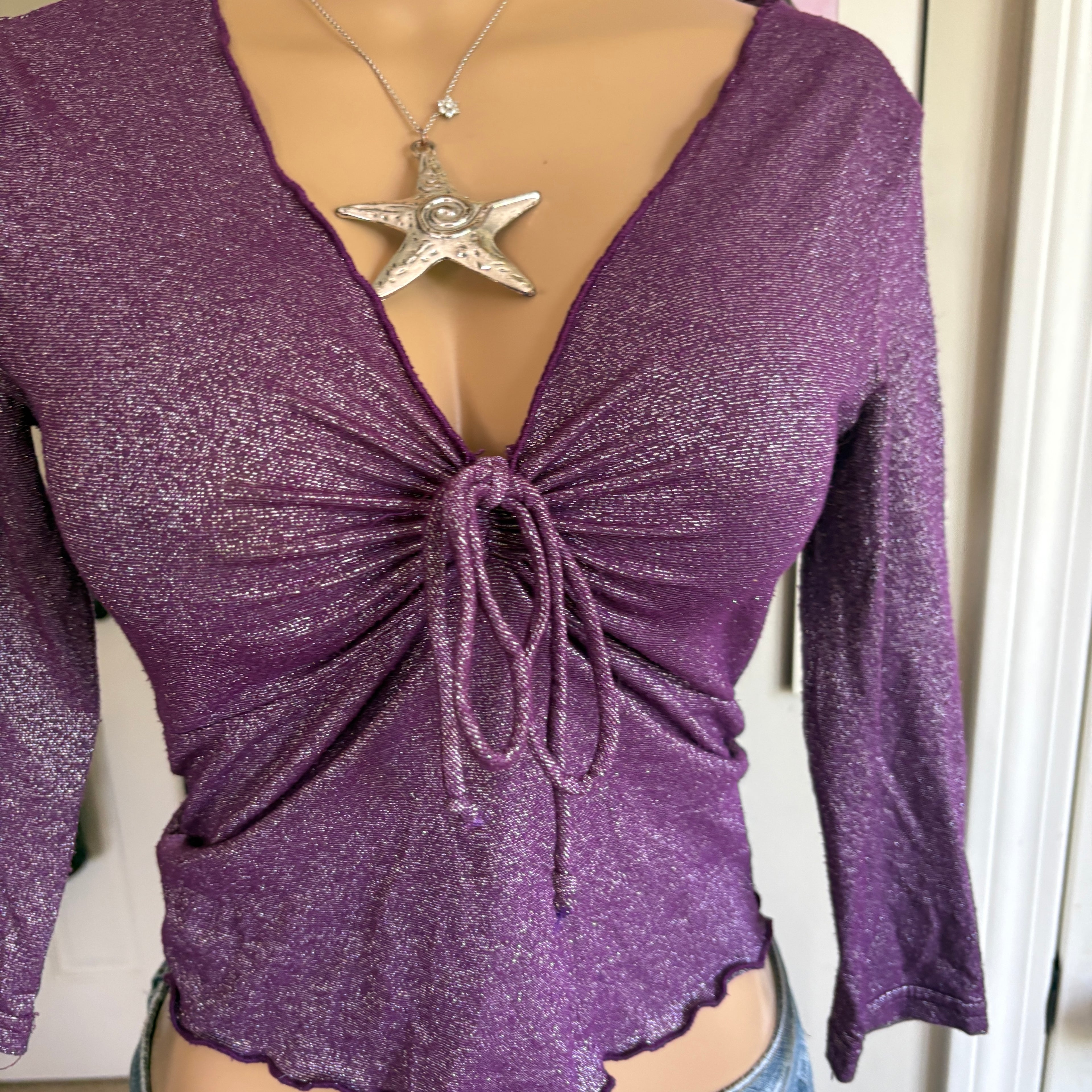 00s purple shimmer bow top (size S)