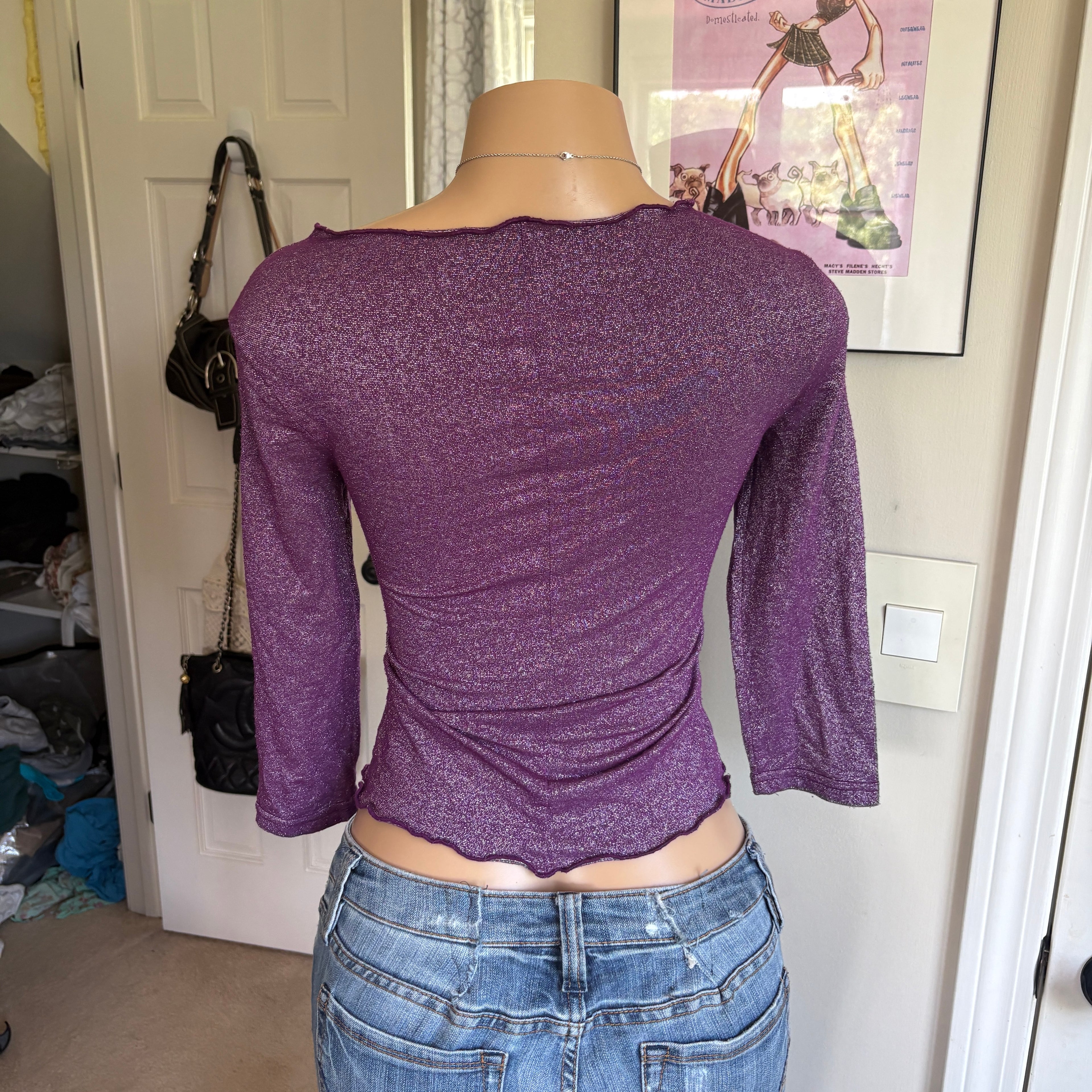 00s purple shimmer bow top (size S)