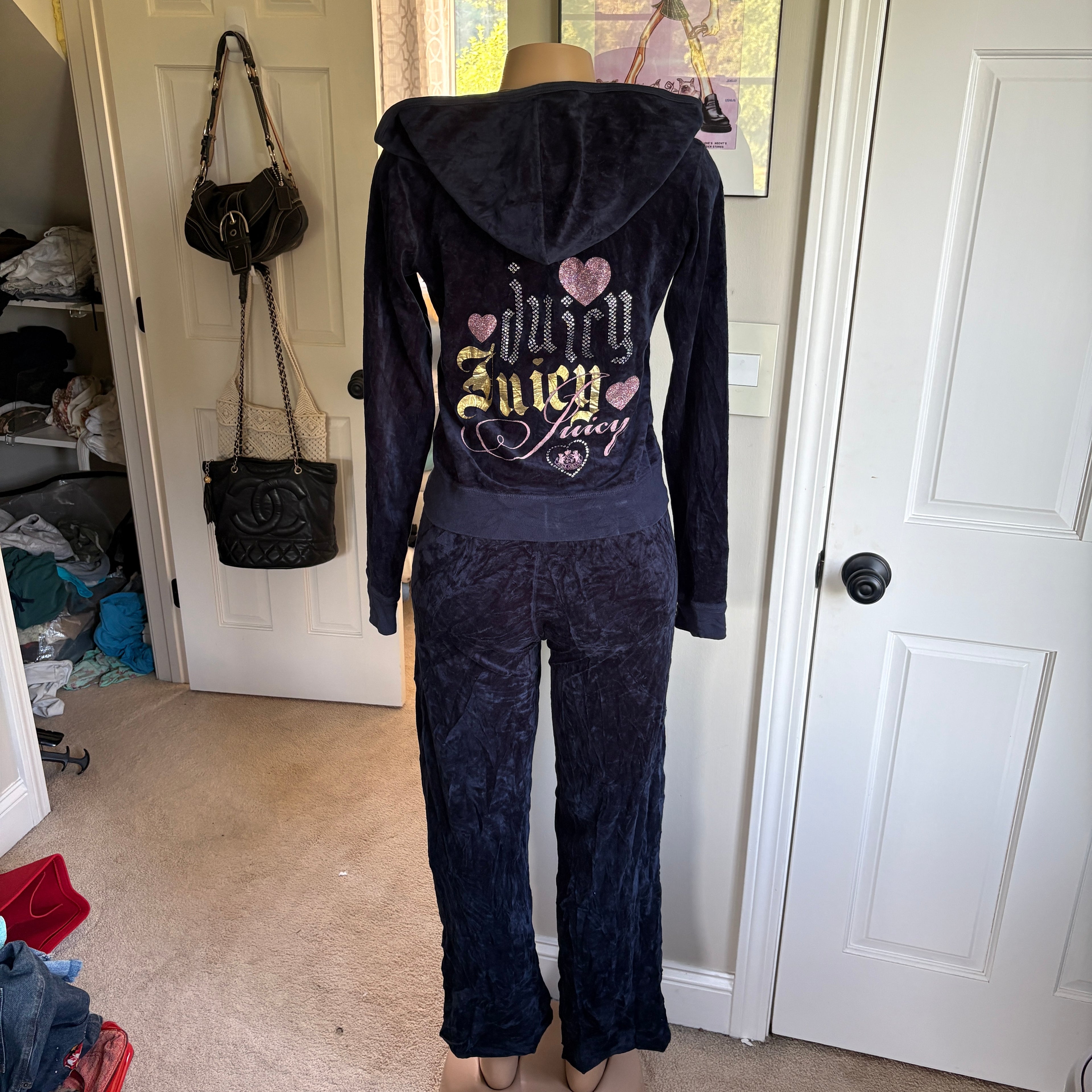 00s Juicy Couture navy decal tracksuit set (size S/M)