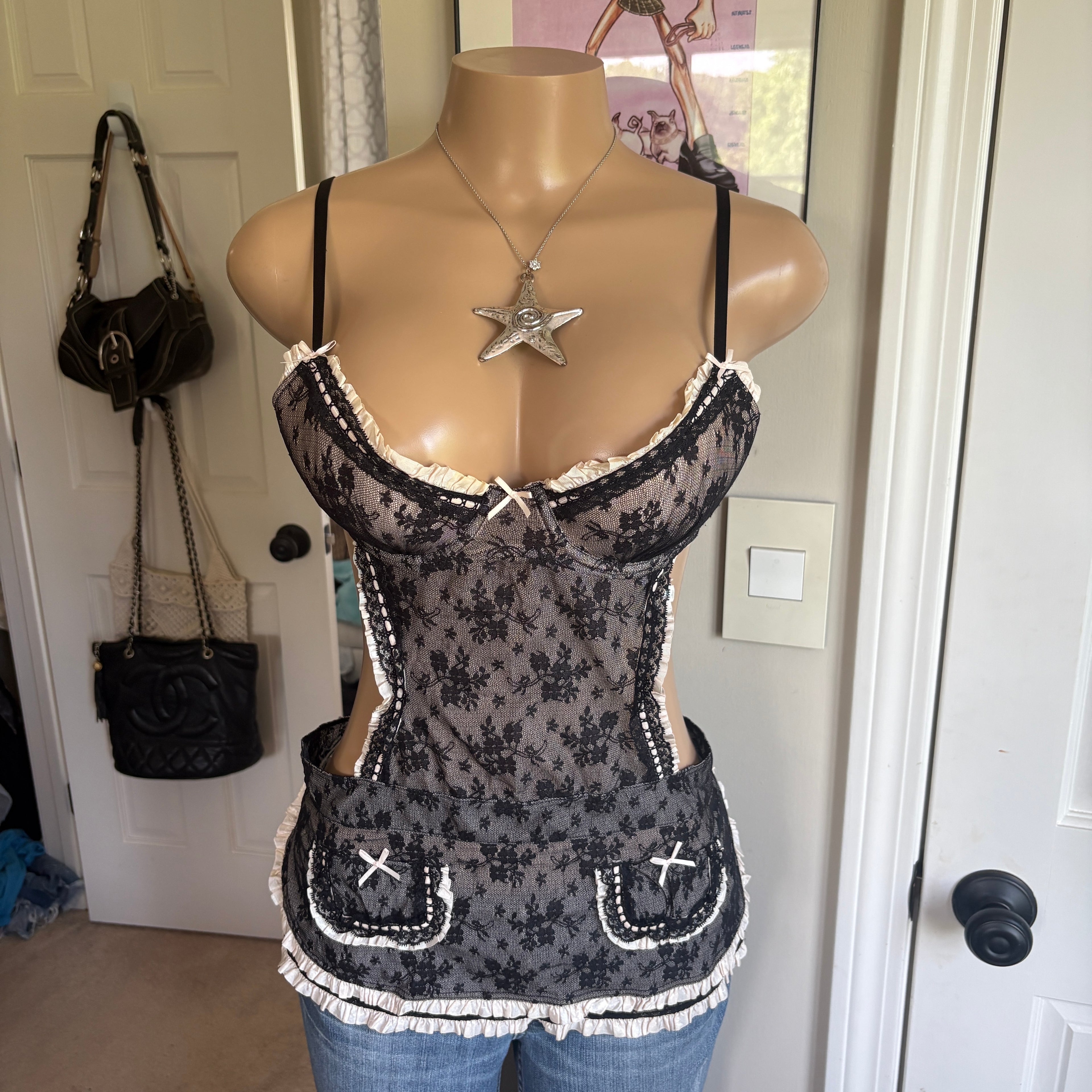 00s Victoria's Secret french maid lingerie top (size 36B)