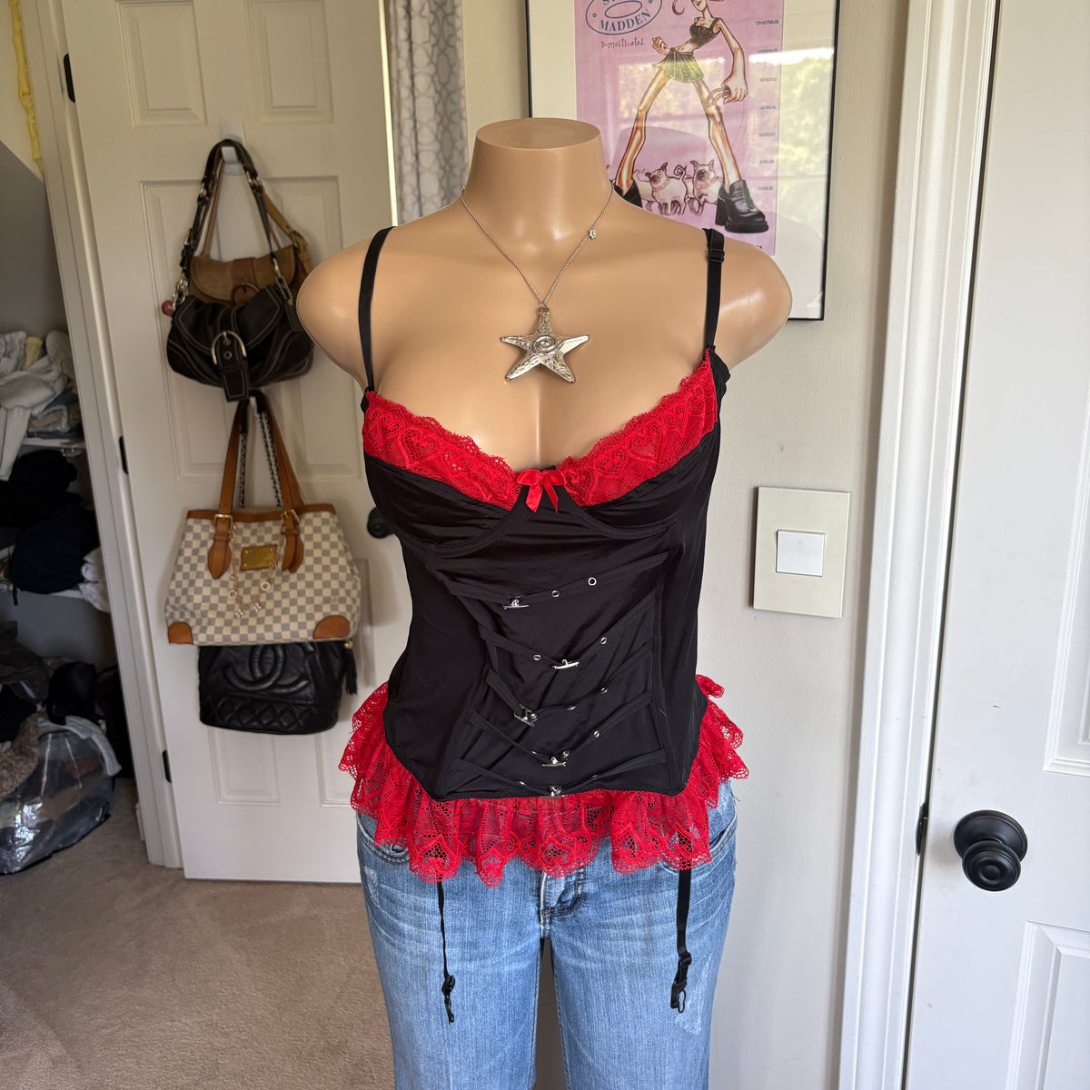 00s black & red bustier corser top (size 38C)