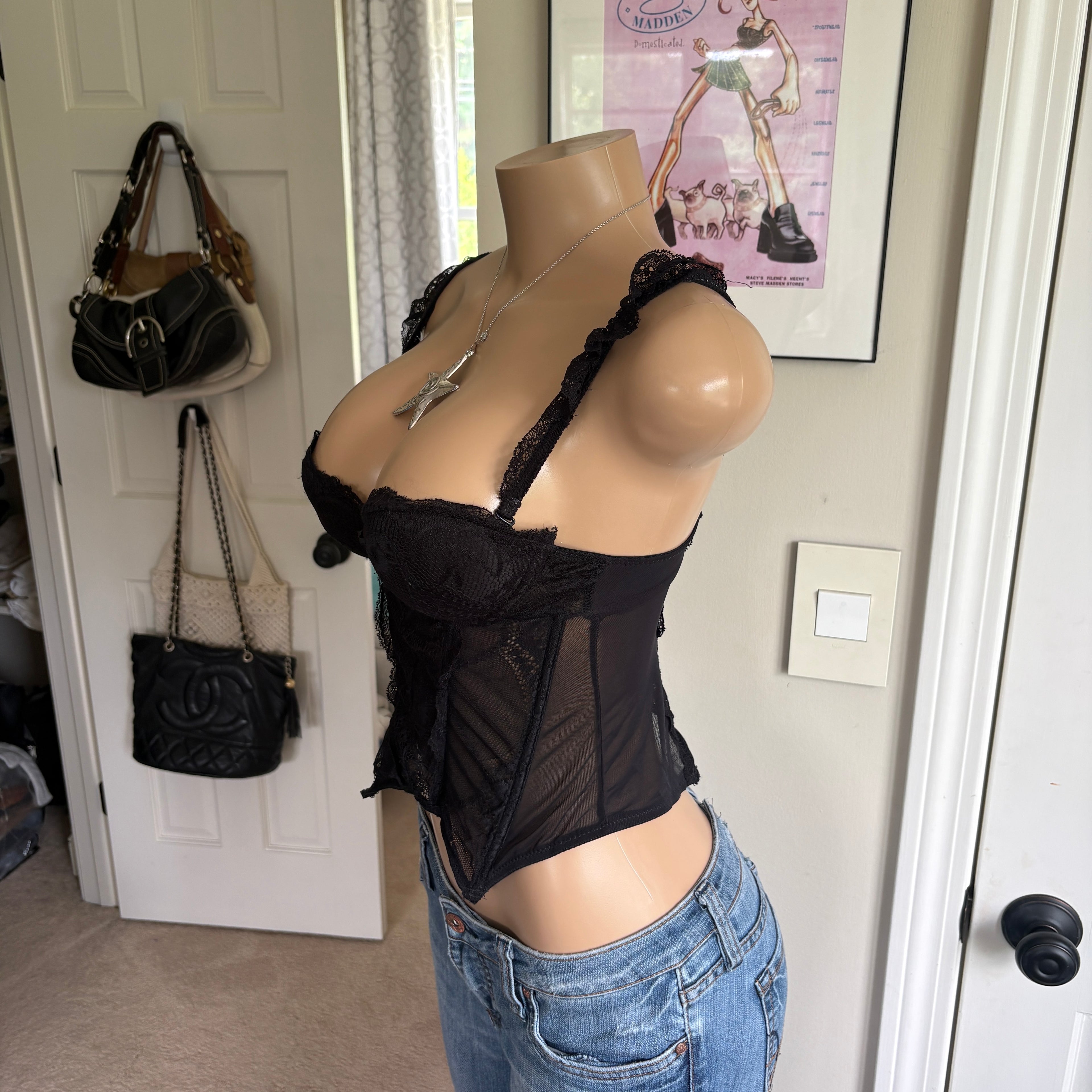 00s black lace bustier corse top (size 32B)