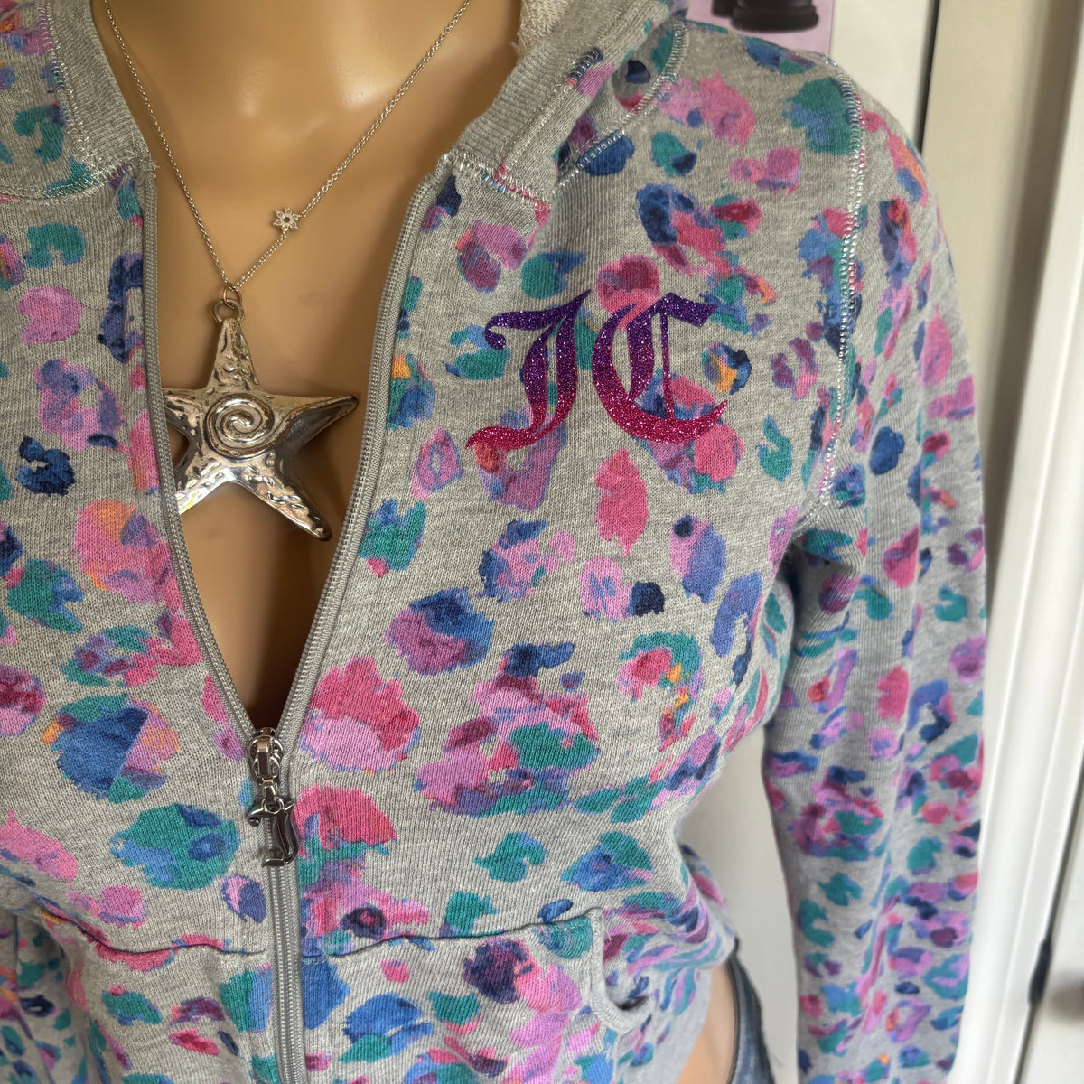 00s Juicy Couture leopard zip hoodie (size XS/S)