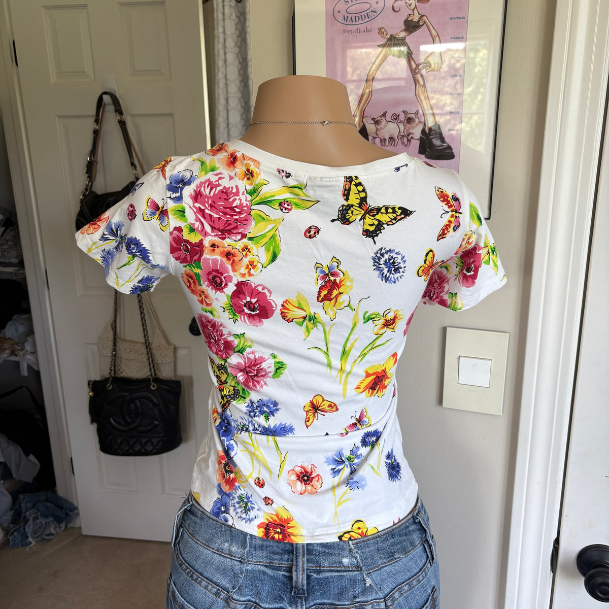00s Versace floral short sleeve top (size M)