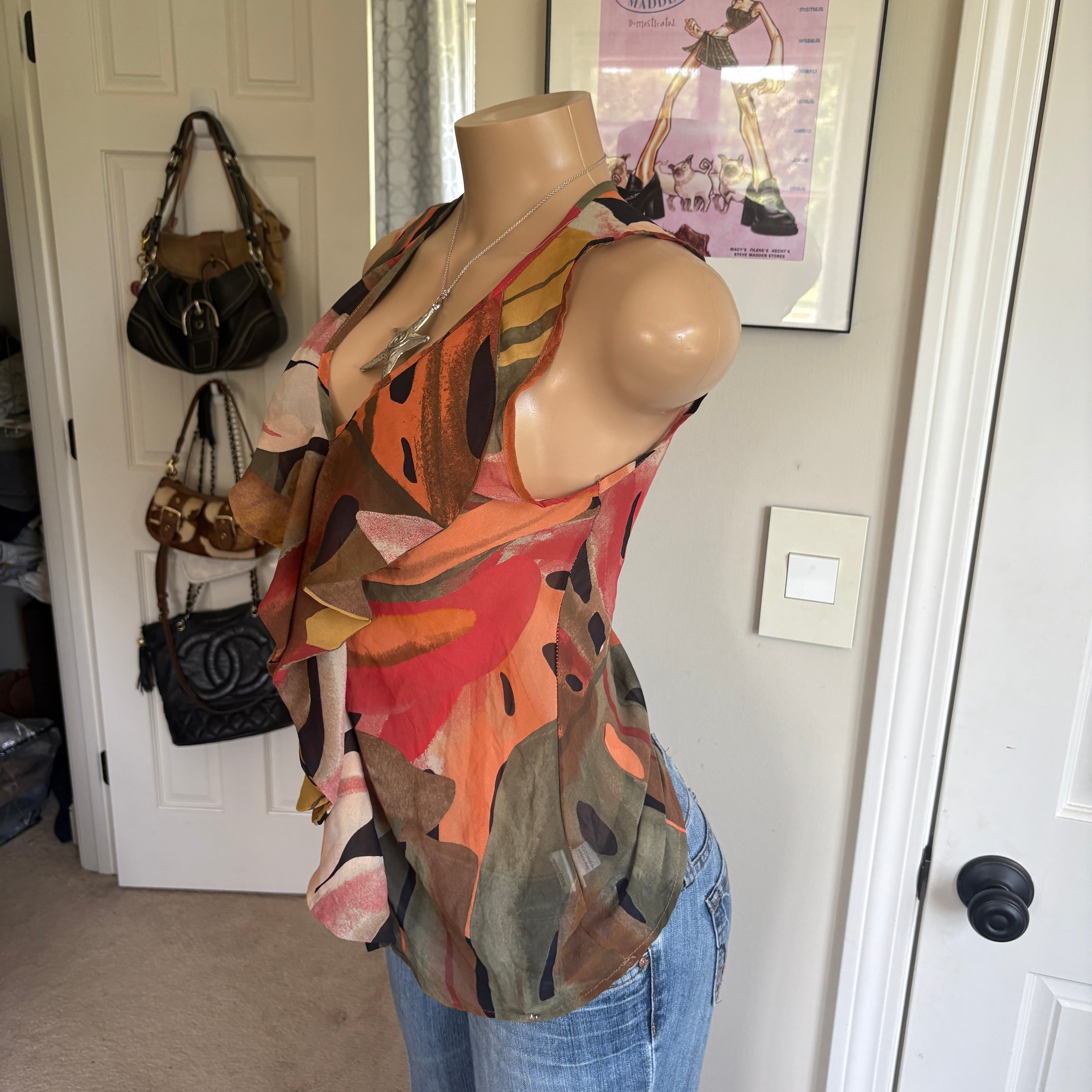 00s avant garde polka dot ruffle tank top (size M)