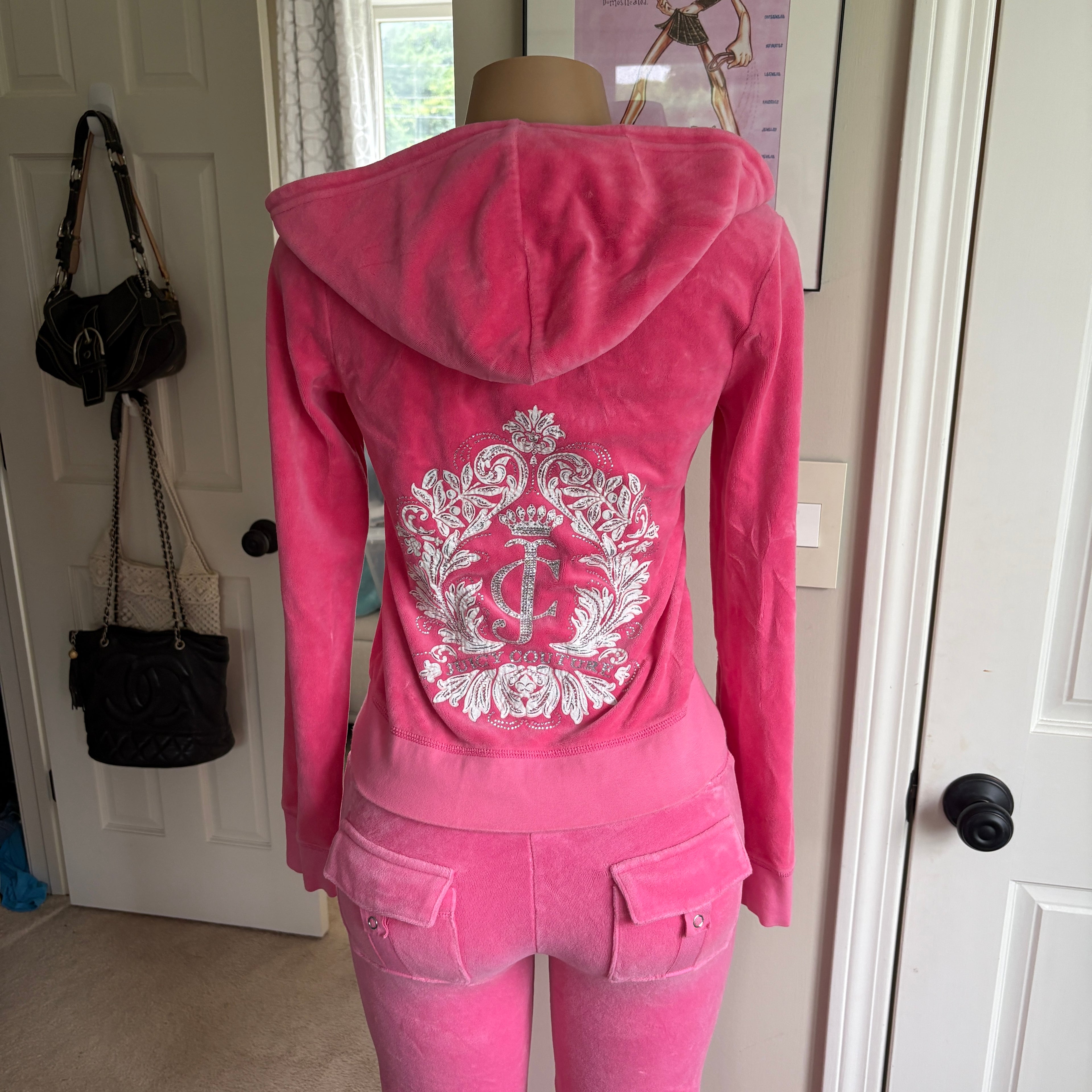 00s Juicy Couture hot pink velour tracksuit set (size S)