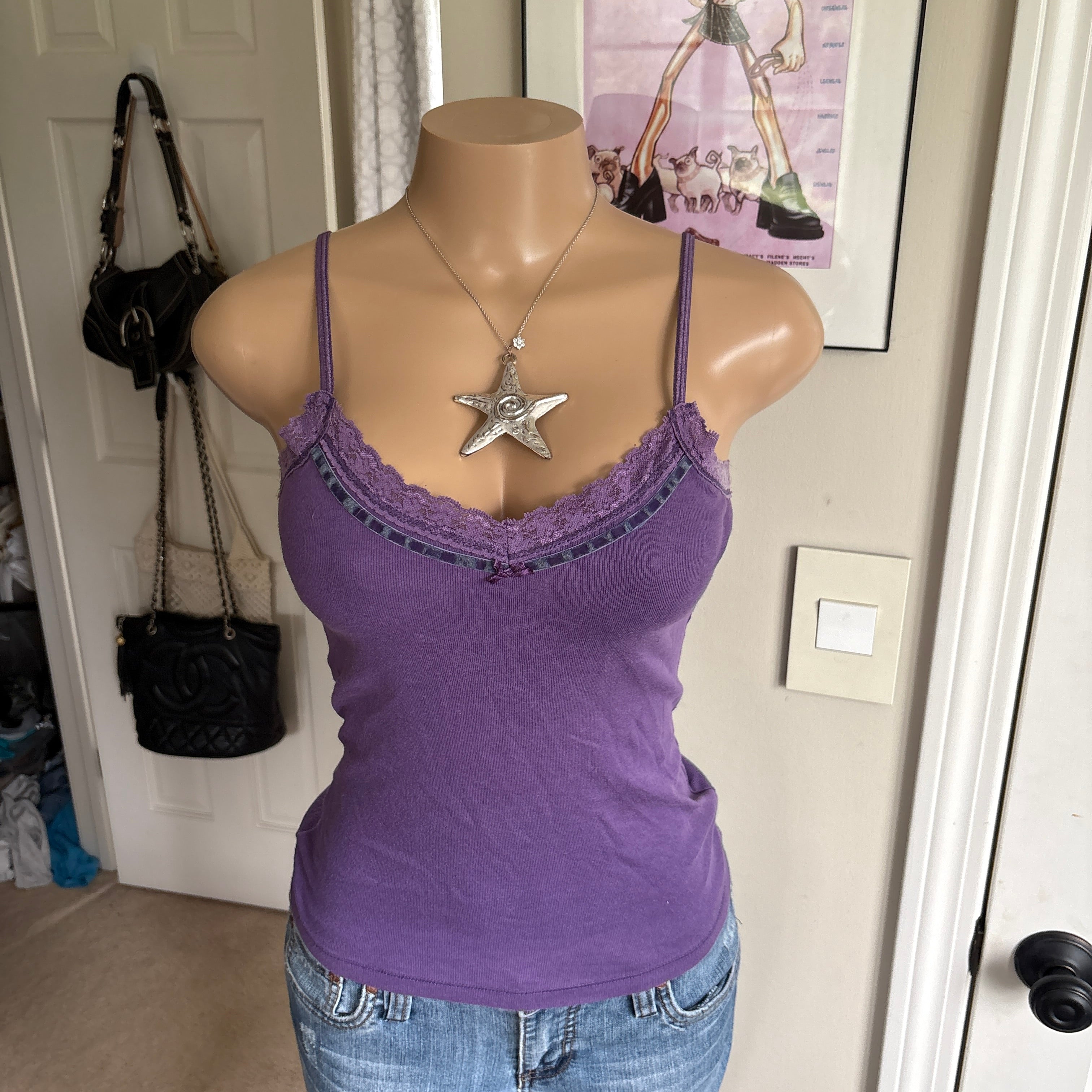 00s purple lace cami tank top (size S)