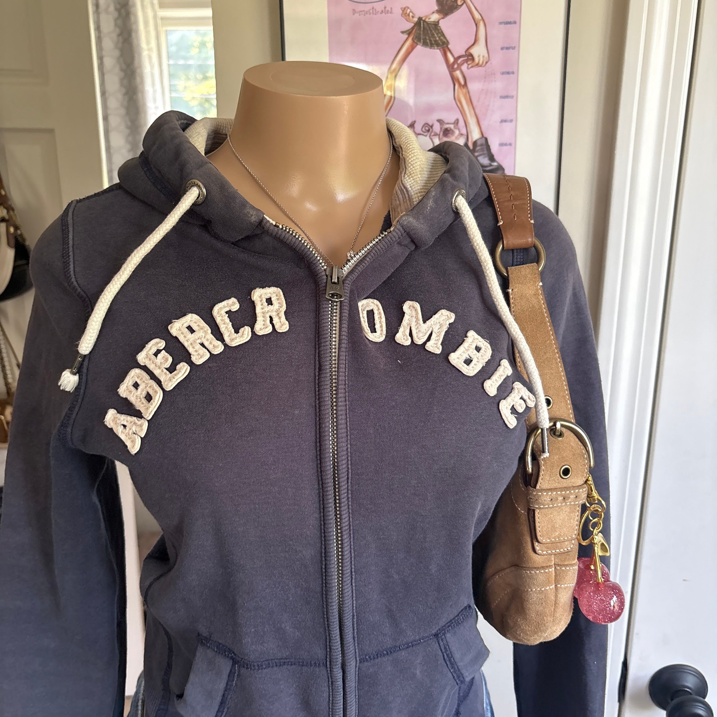 00s Abercrombie spellout navy zip hoodie (size S)
