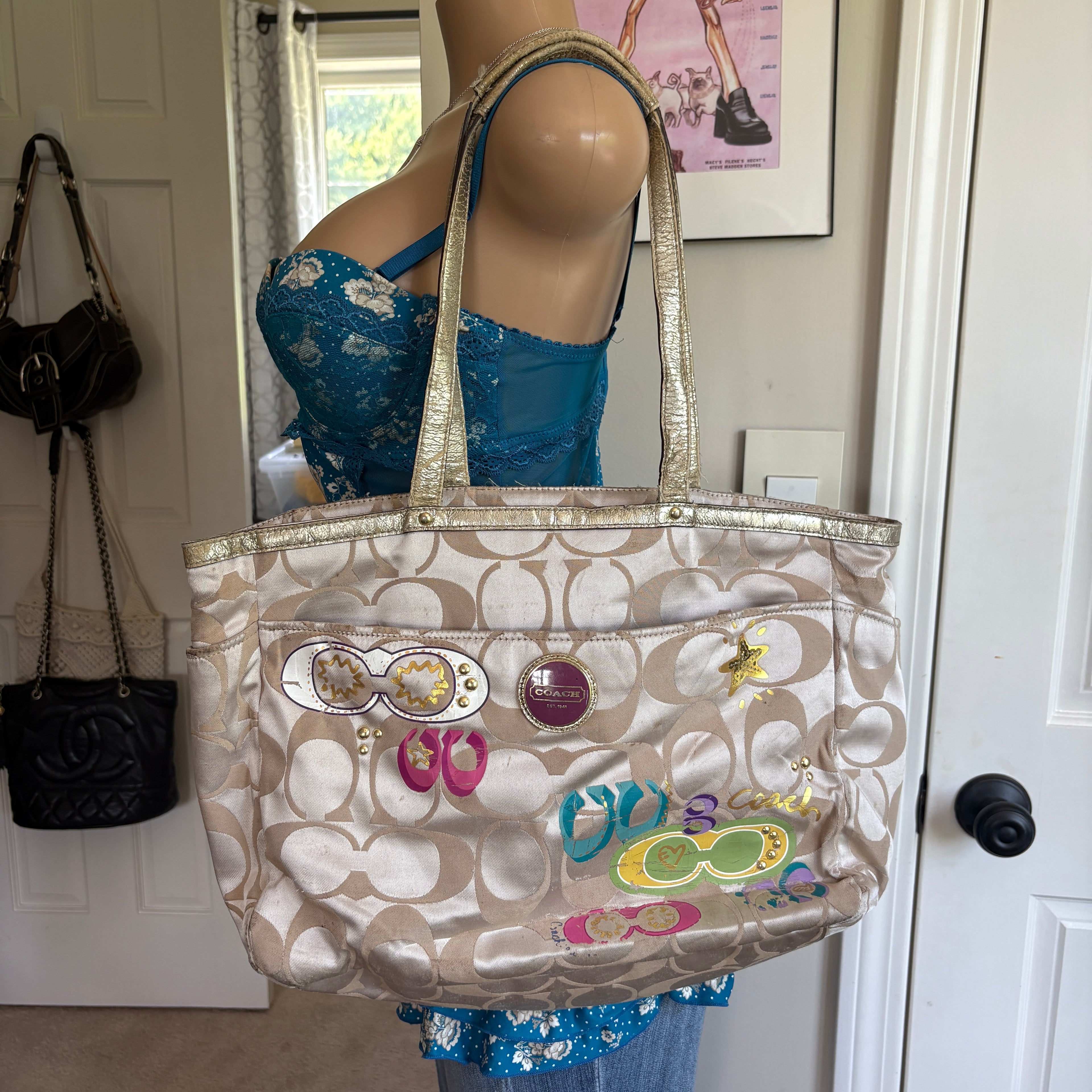 00s Coach signature C graffiti shoulder bag