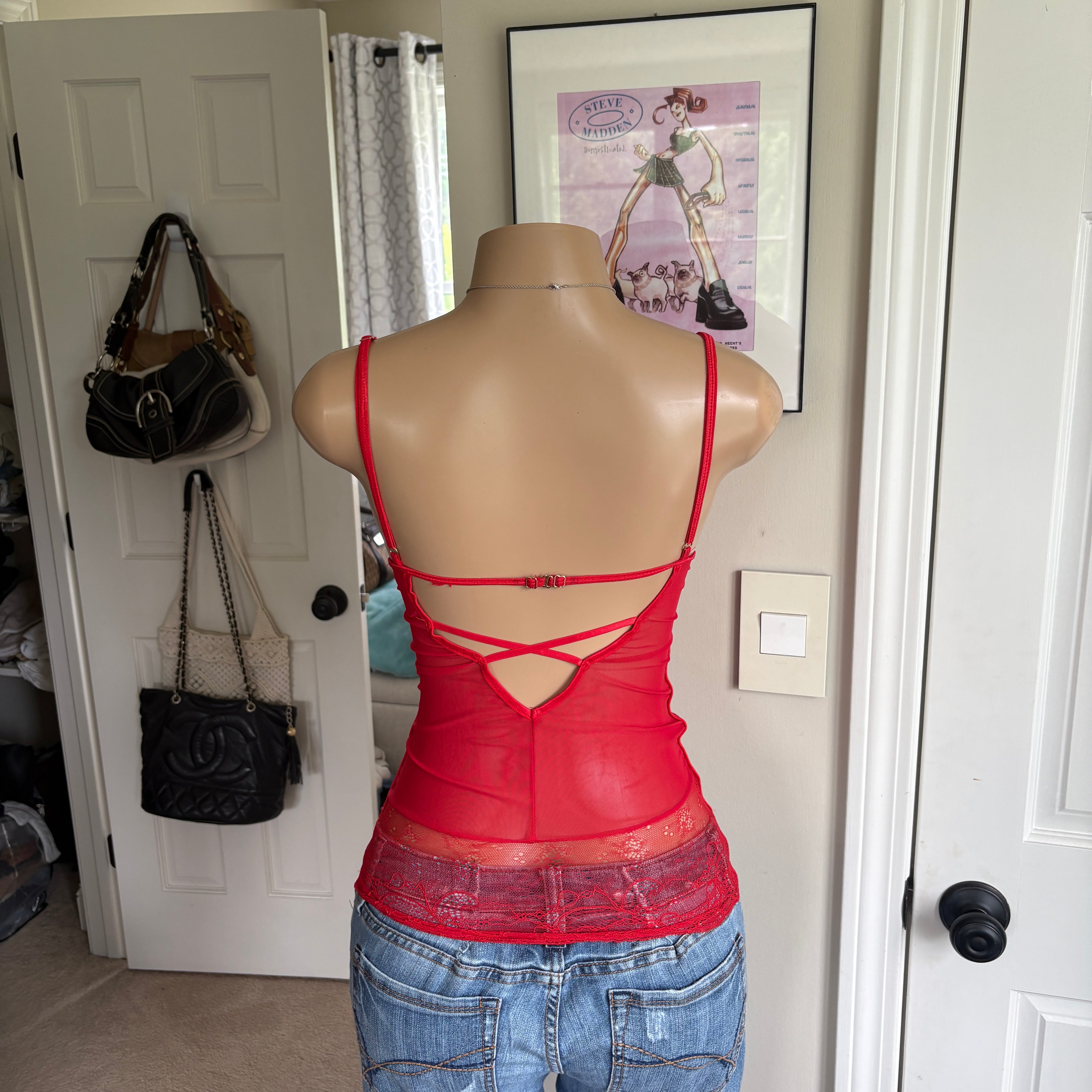 00s Ann Summers red lace up top (size S)