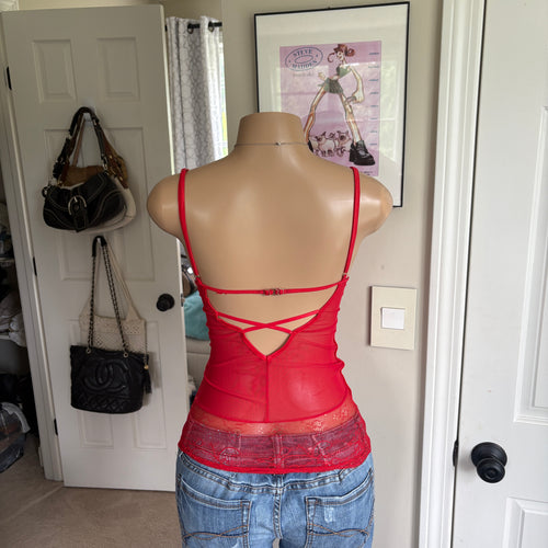 00s Ann Summers red lace up top (size S)
