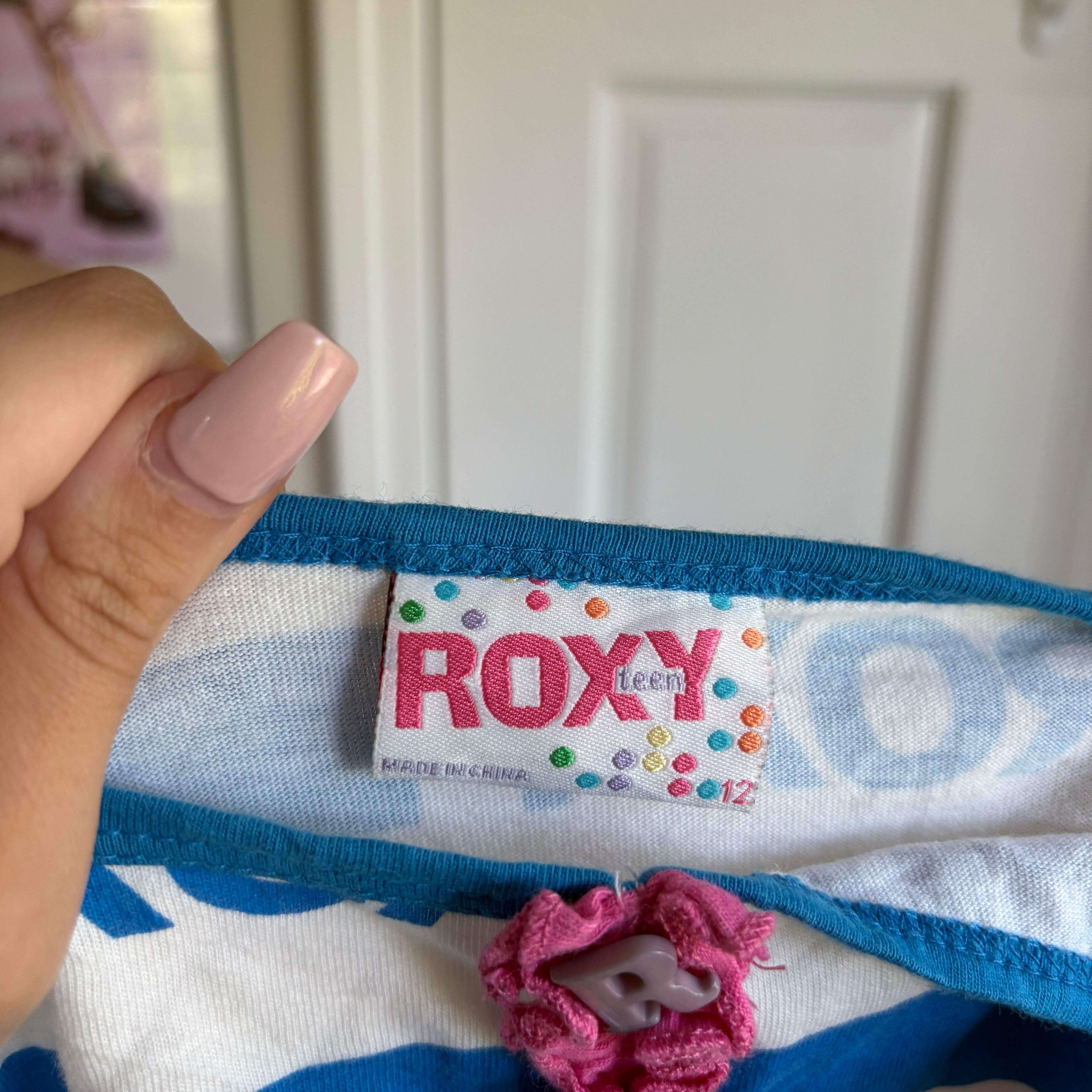 00s Roxy blue & white striped tank top (size XS)