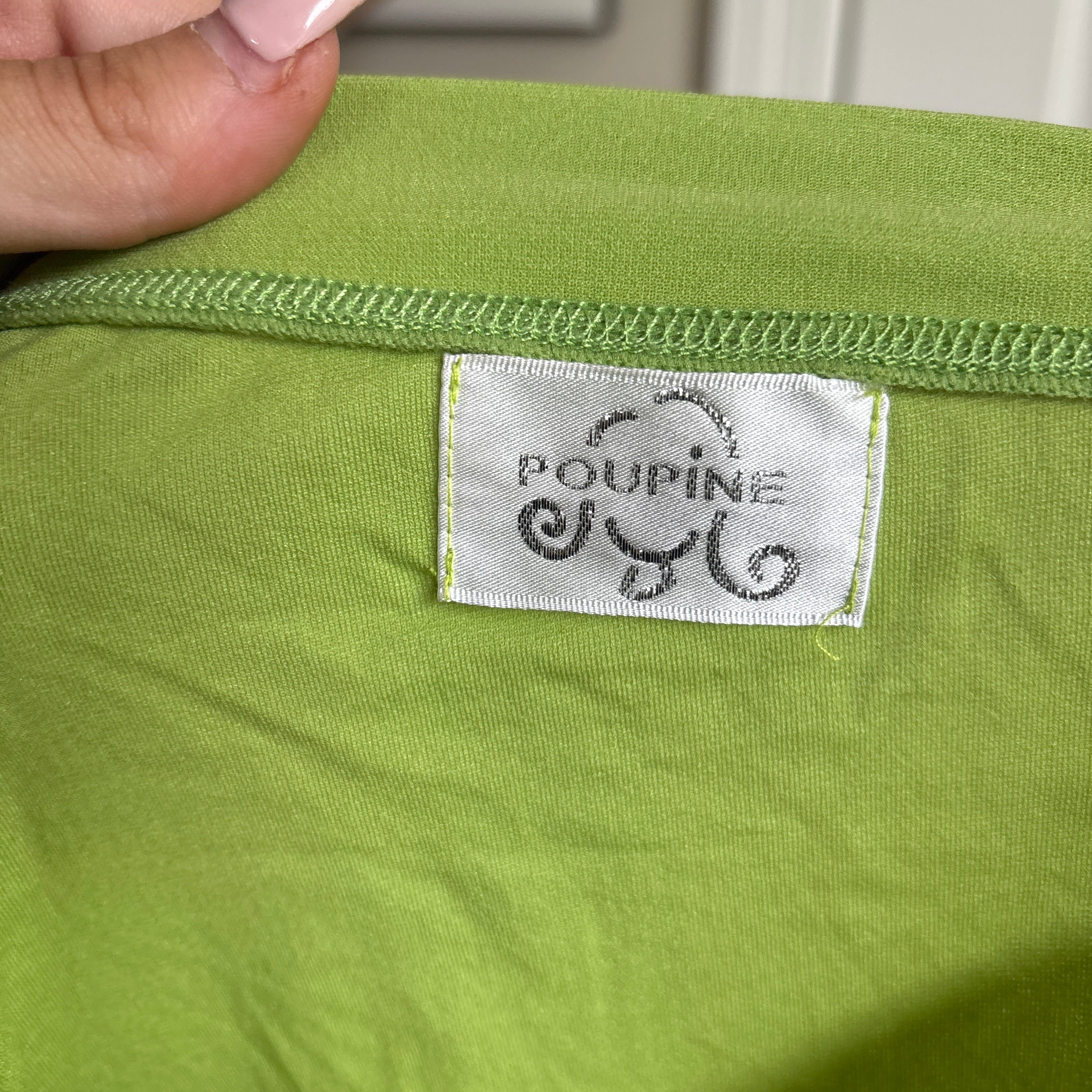 00s colorful green floral letterman off shoulder top (size S/M)
