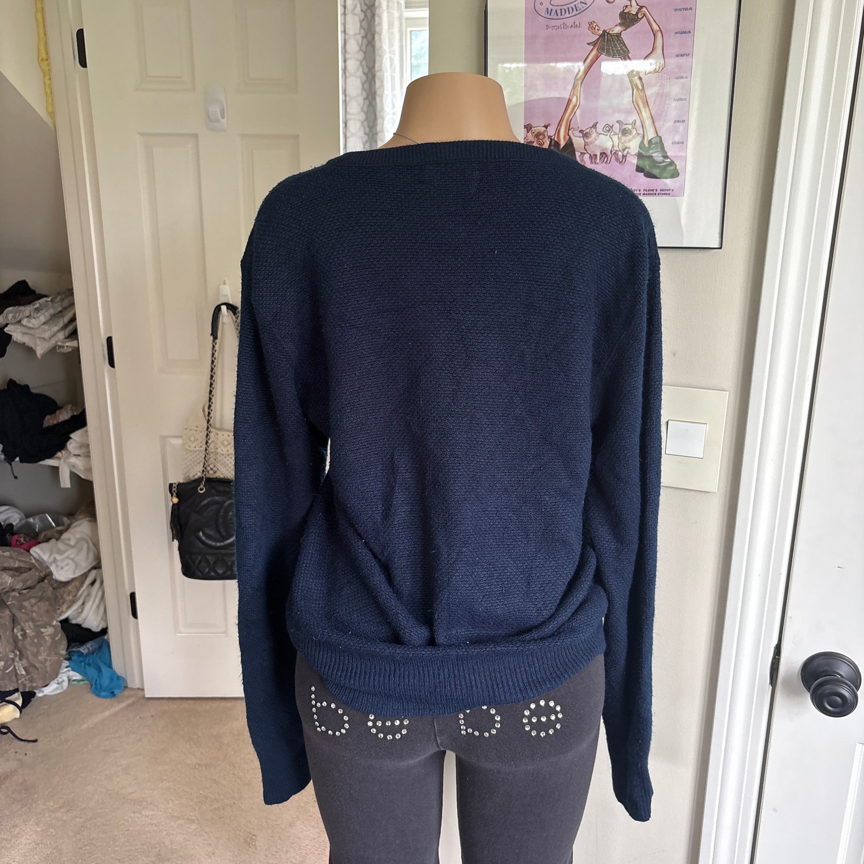 00s Christian Dior embroidered navy blue sweater (size L)
