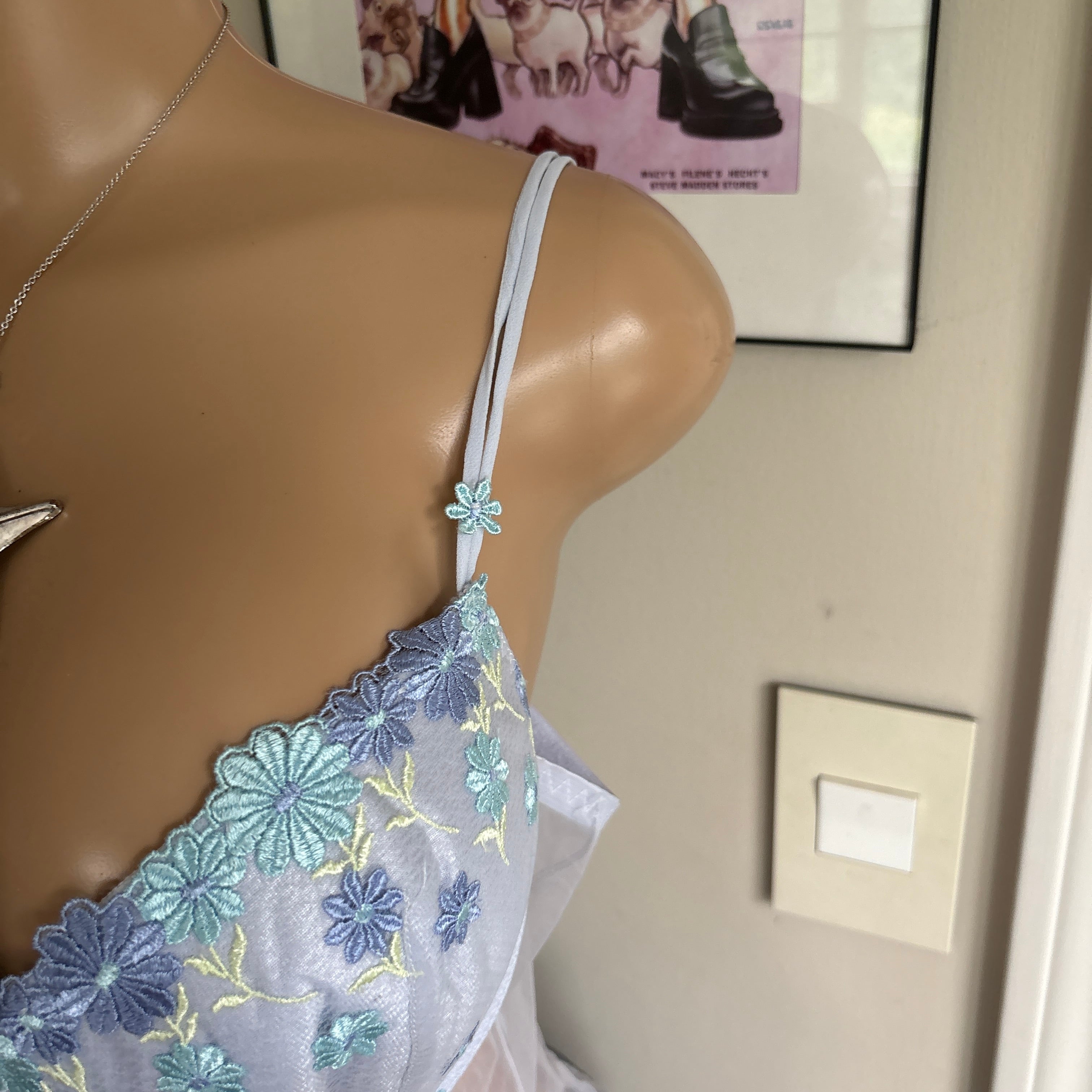 00s light blue floral corset top (size 1x)