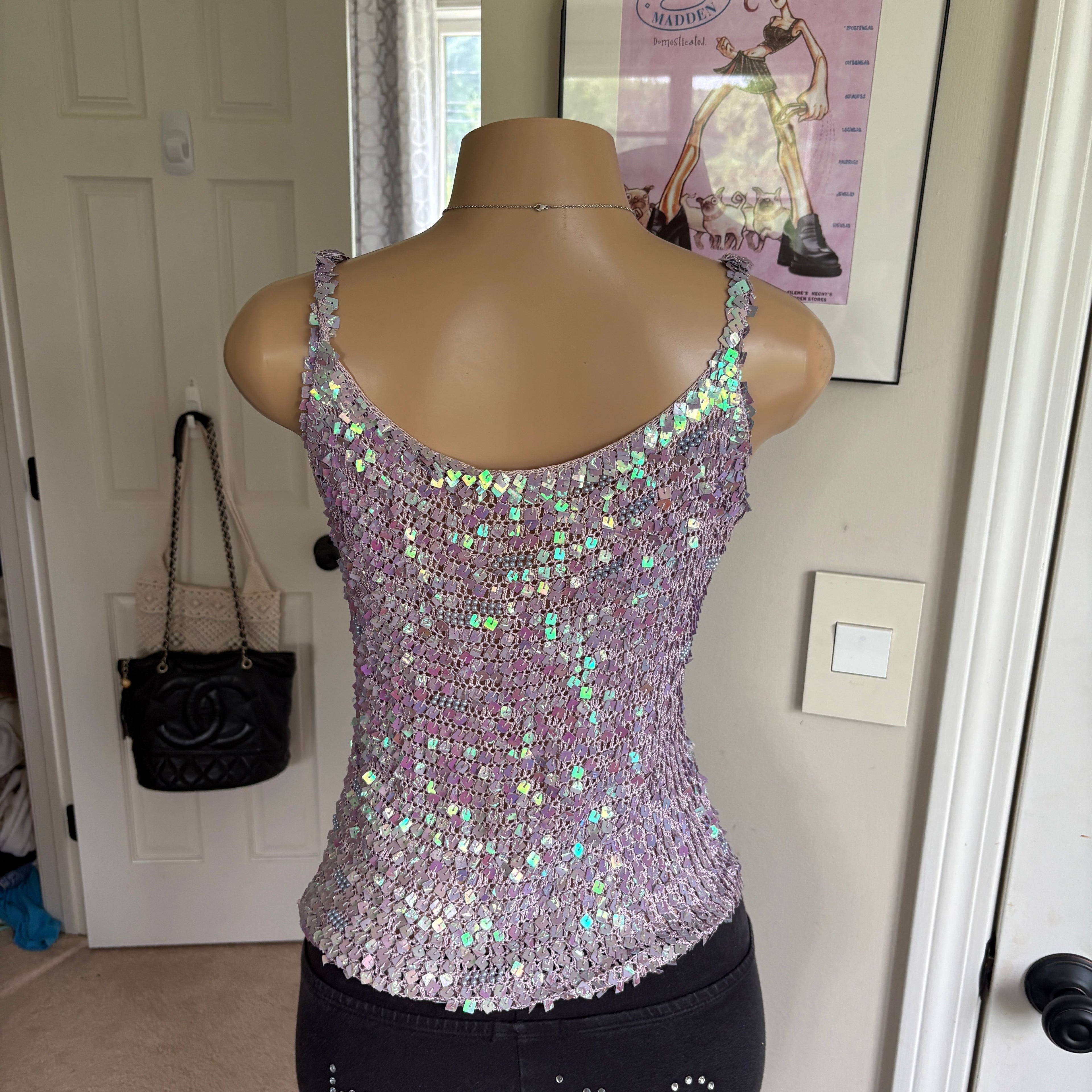 00s purple sequin tank top (size M)