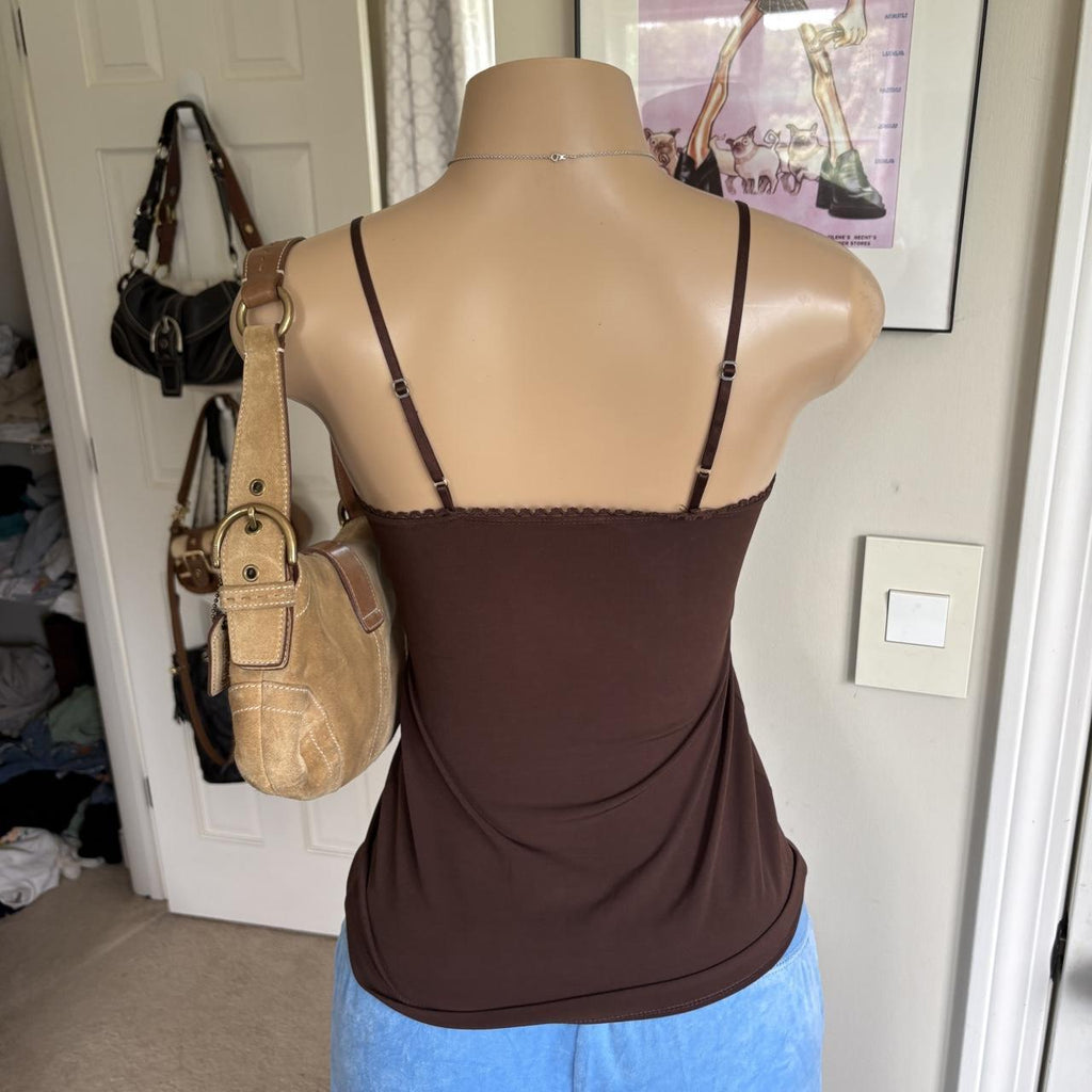 y2k 2000s fairy brown lace bustier cami top