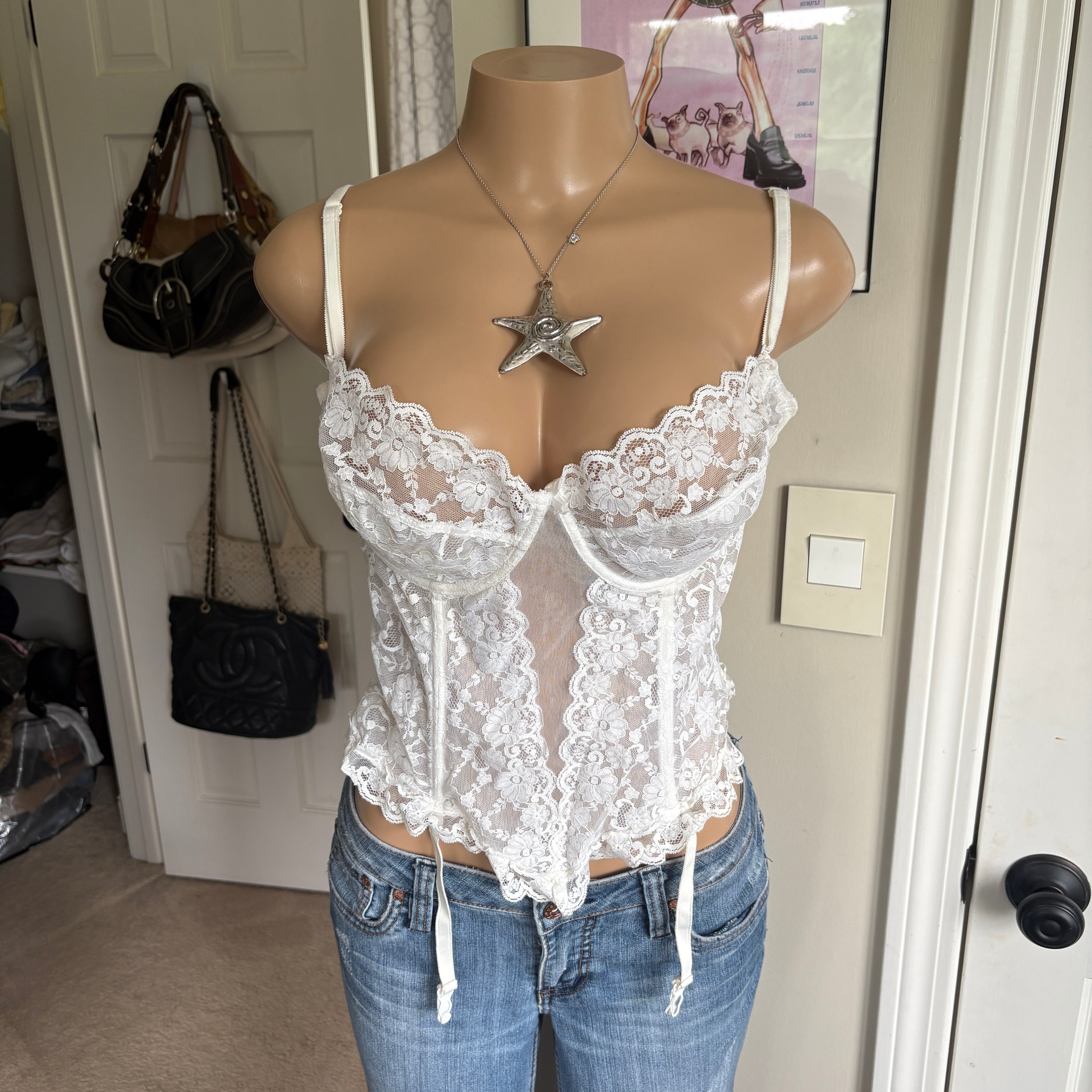 00s white lace corset bustier top (size 42B)