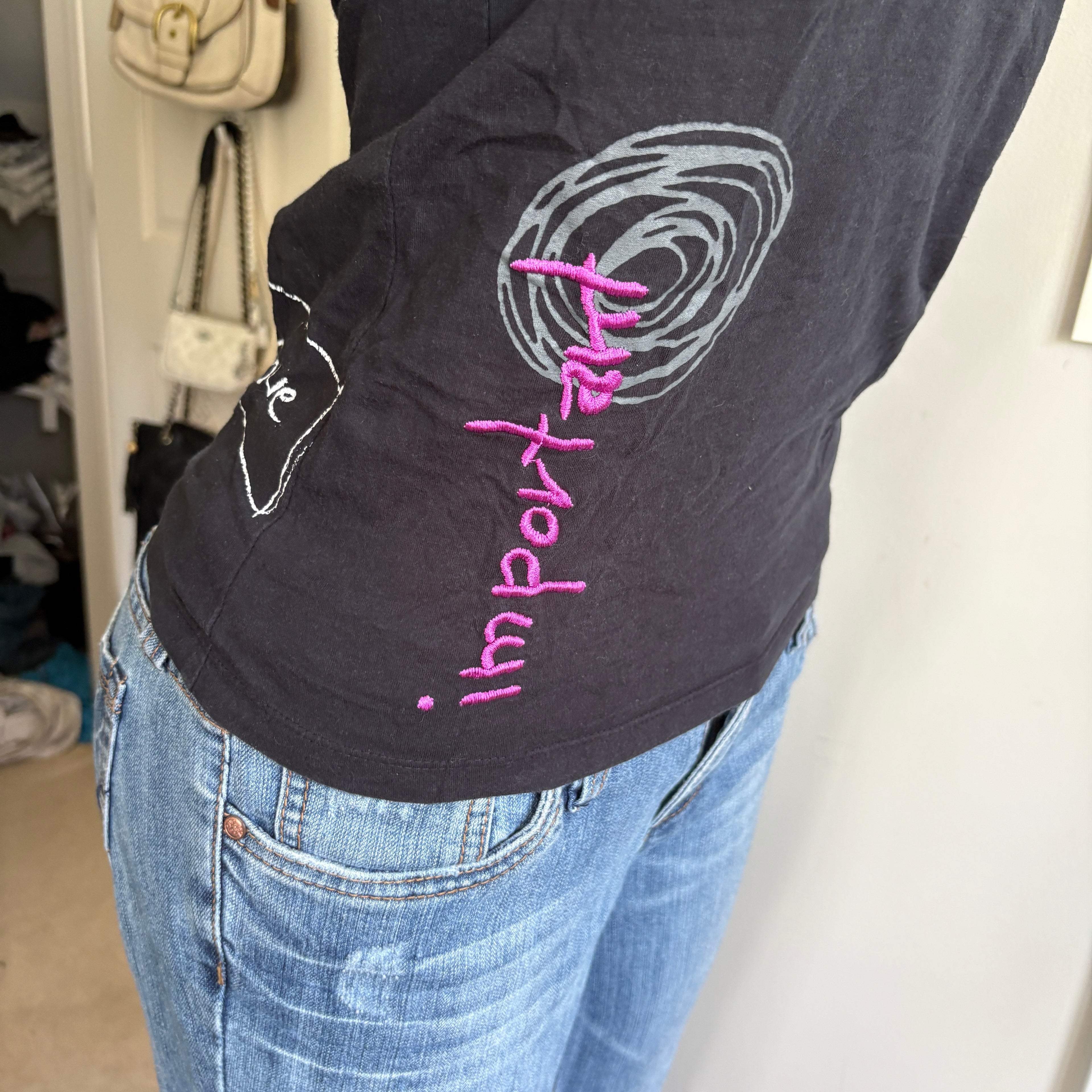 00s Desigual black graphic short sleeve top (size M)