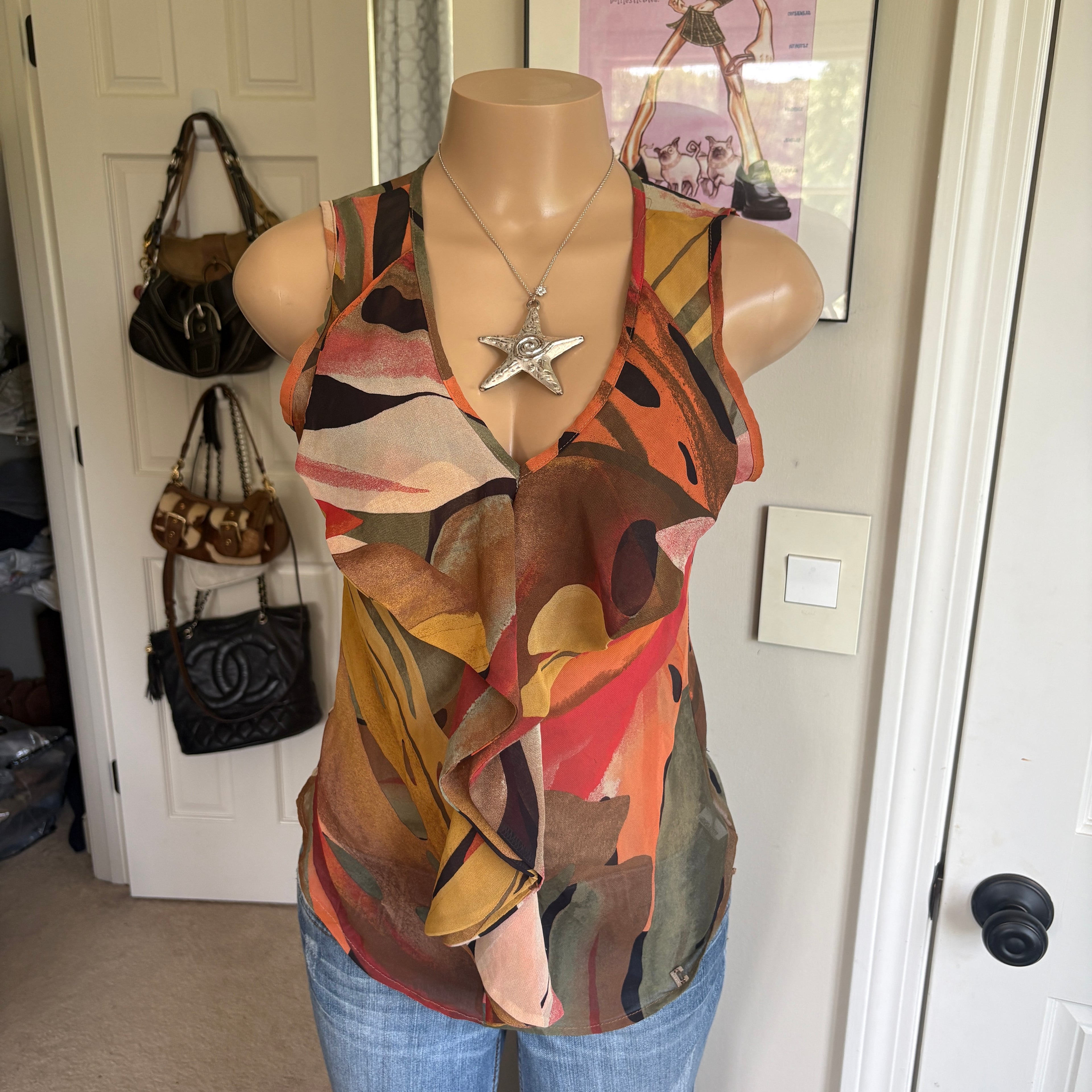 00s avant garde polka dot ruffle tank top (size M)