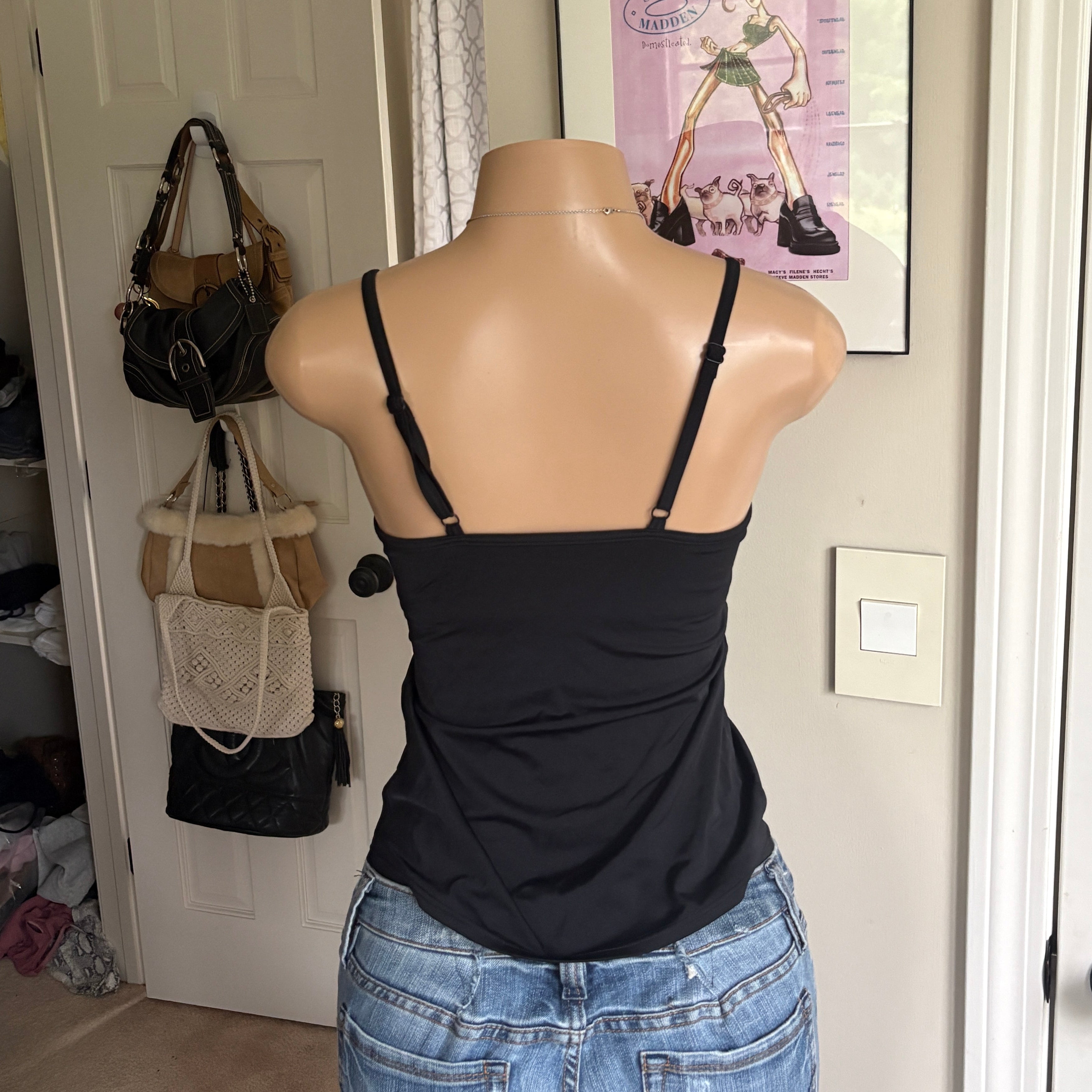 00s black & blue paisley bow cami (size M)
