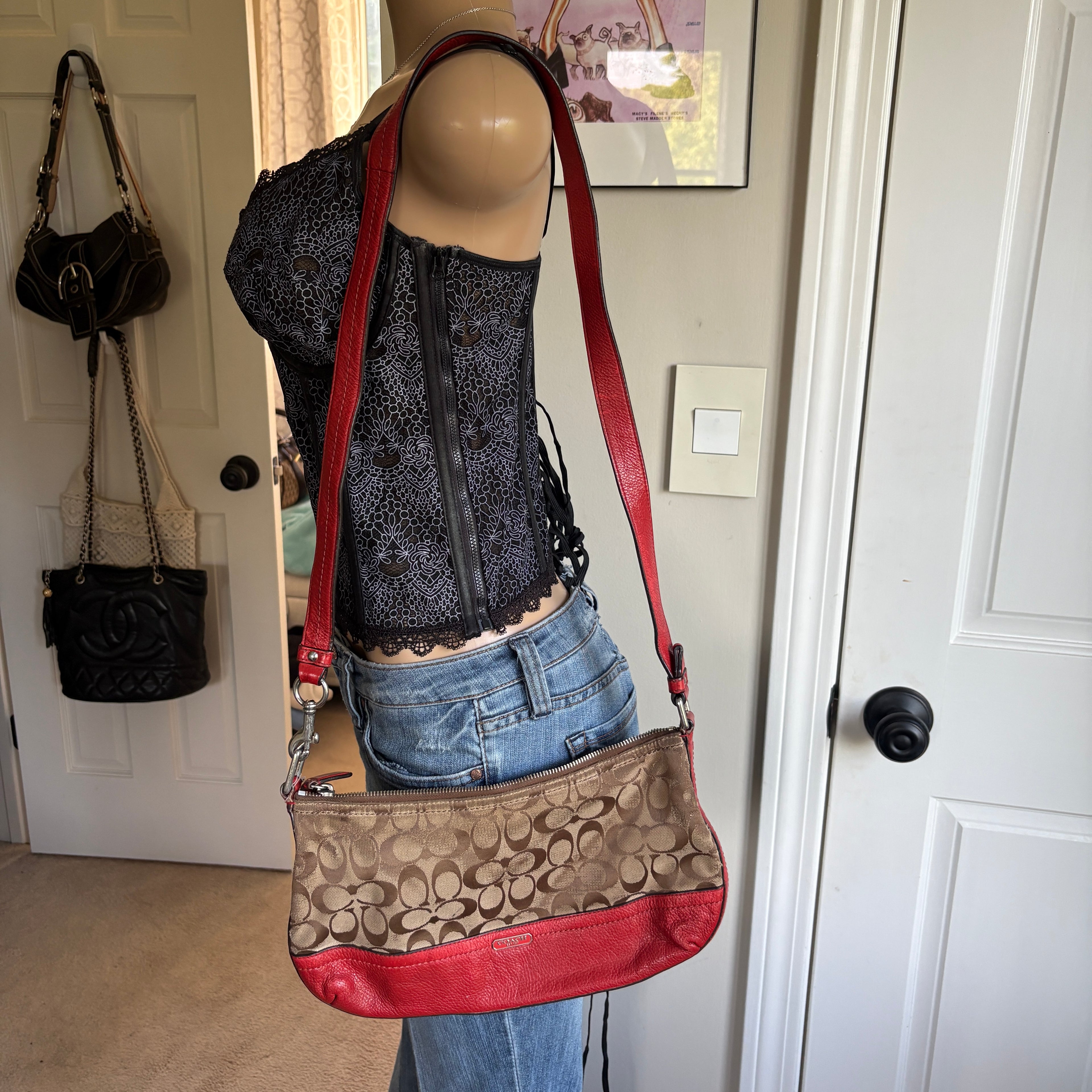 00s vintage Coach signature monogram crossbody bag