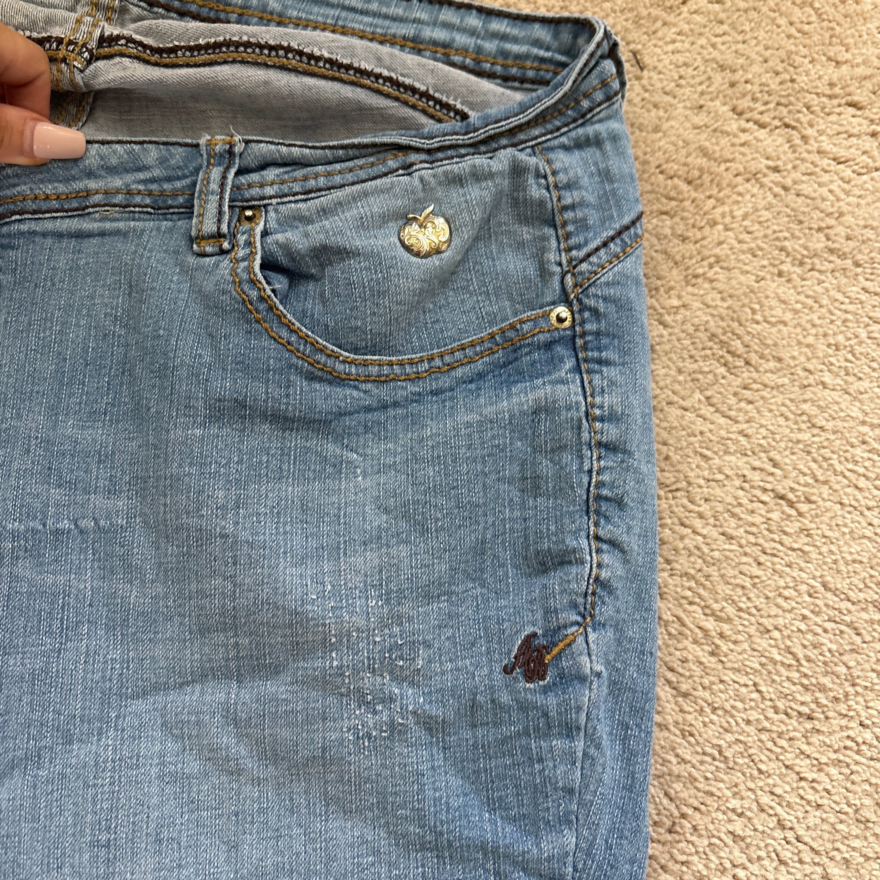 00s Apple Bottoms yellow embroidered jeans (size XL)