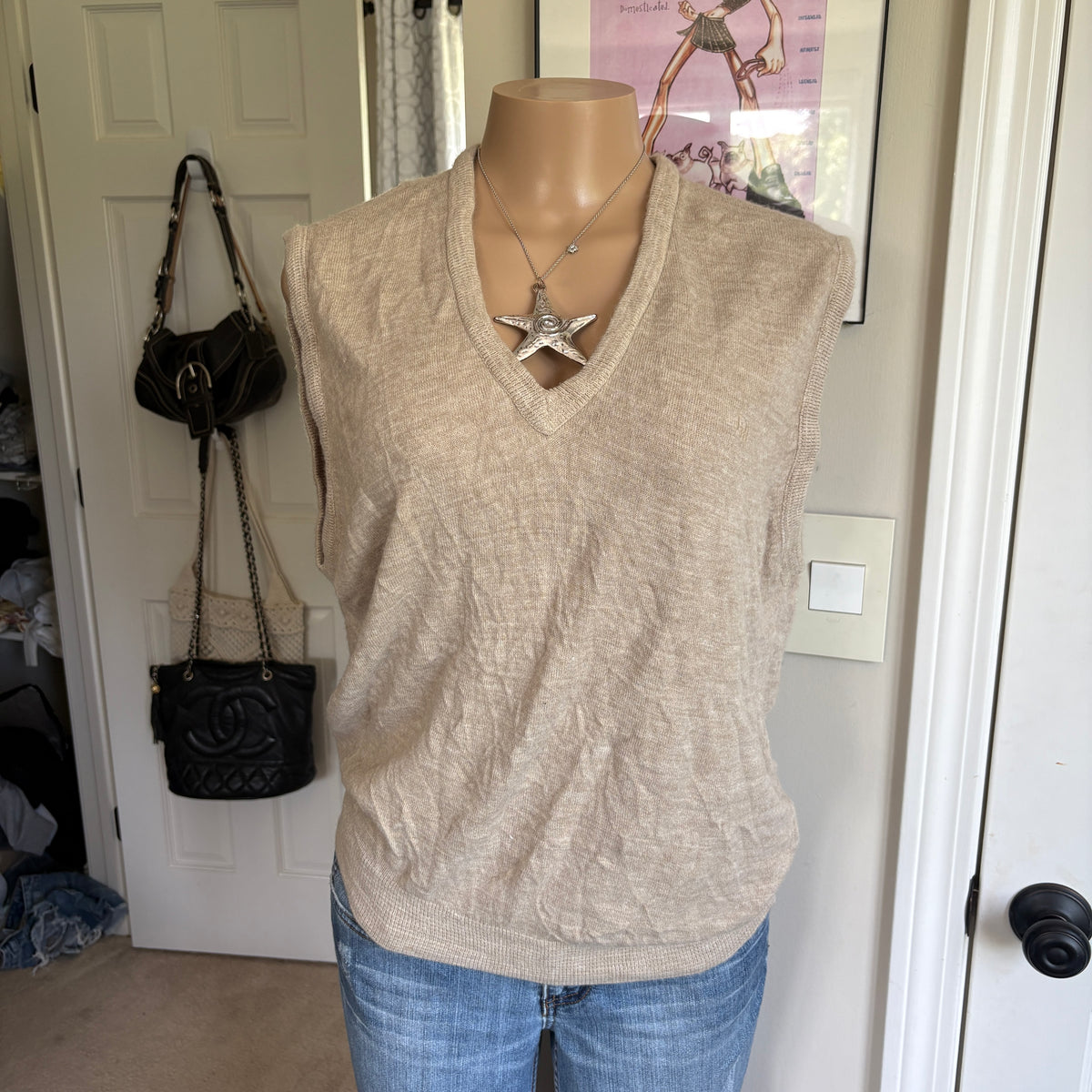 00s Christian Dior oatmeal sweater vest (size L)