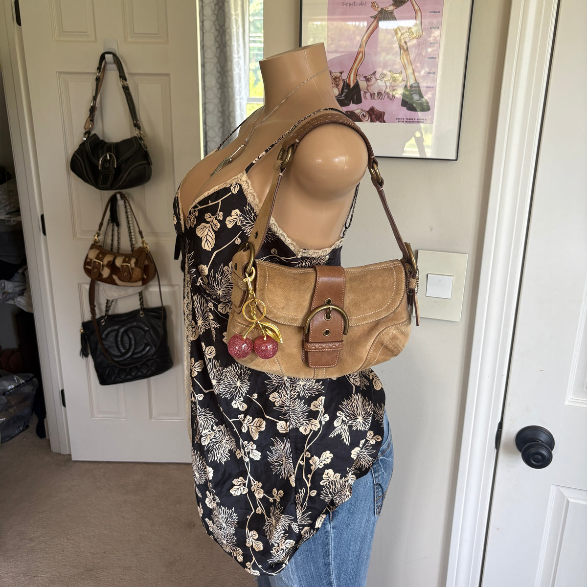 00s Victoria's Secret black floral open center cami (size M)