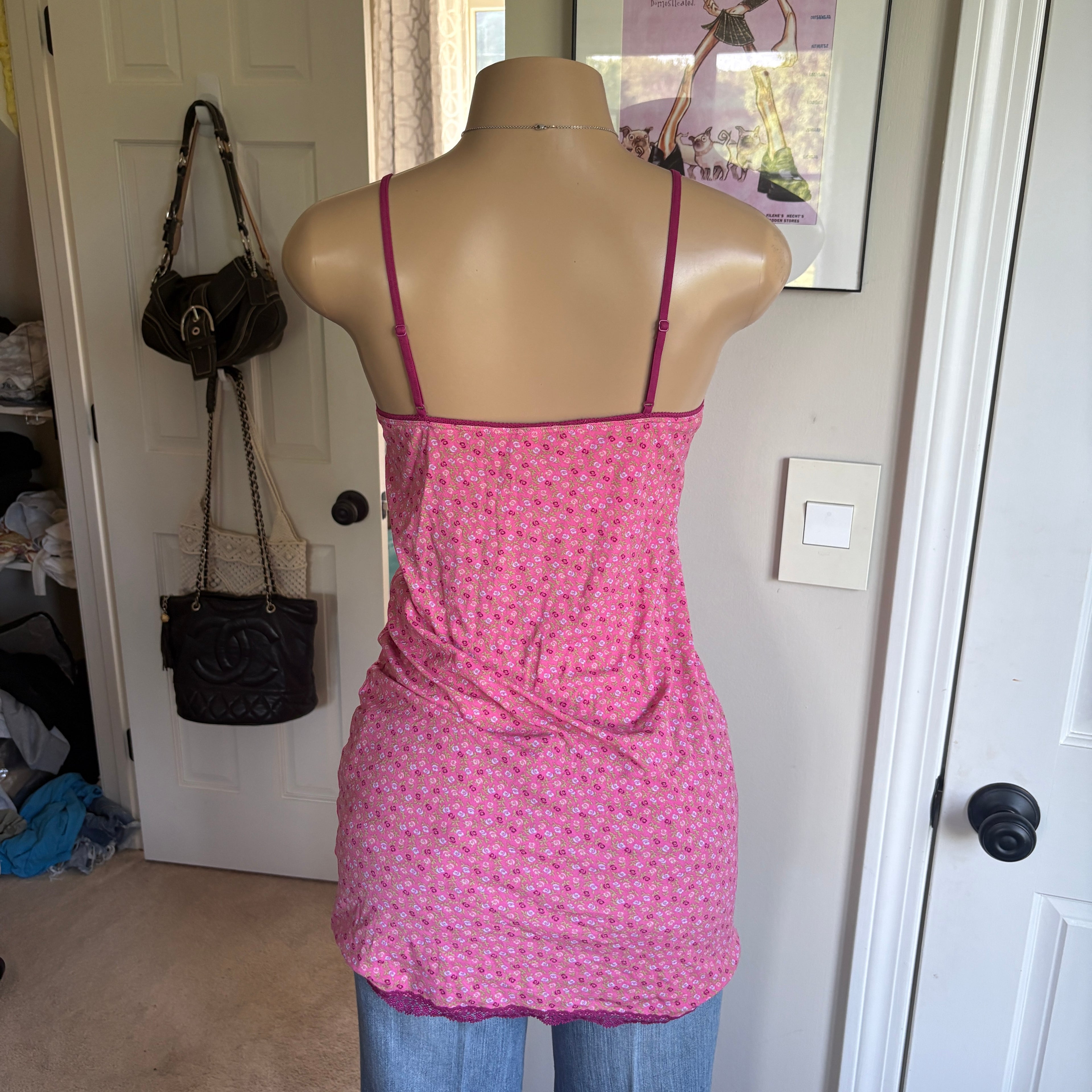 00s Victoria's Secret pink floral slip cami (size M)