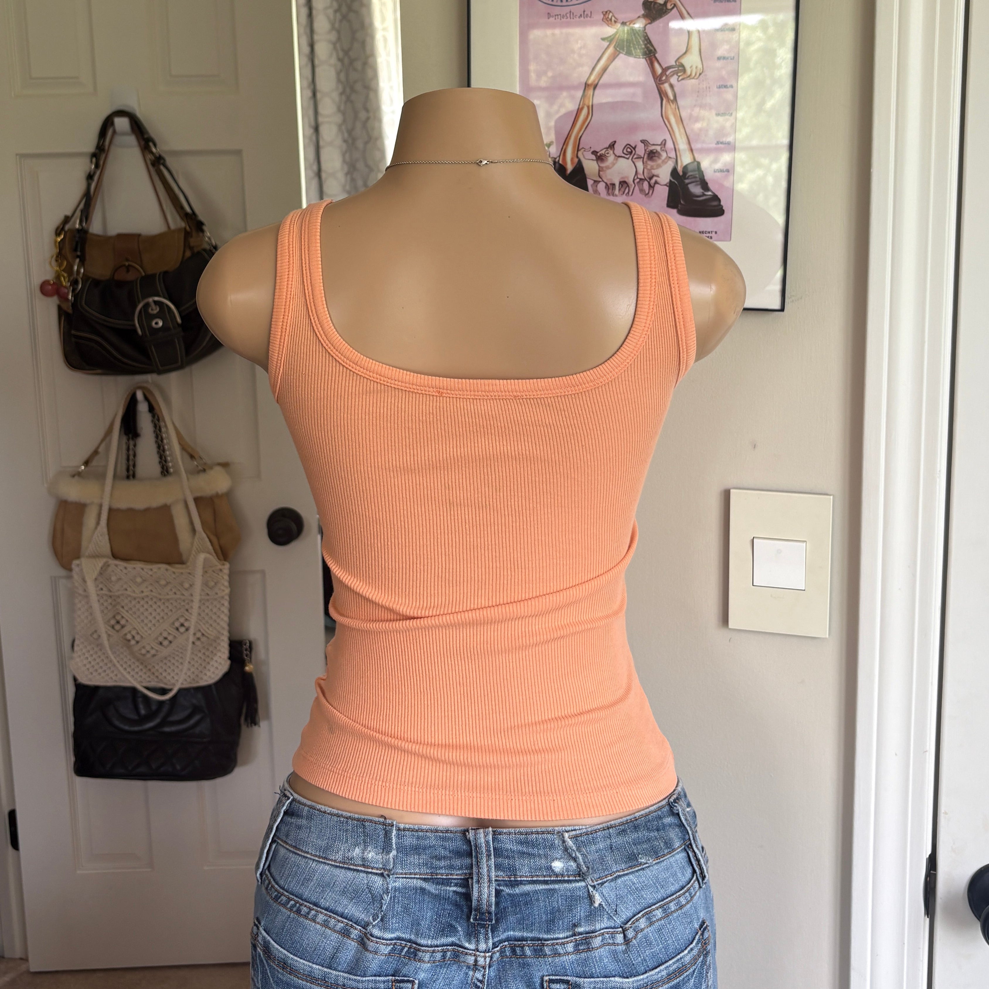 00s Bebe spellout orange tank top (size XS)