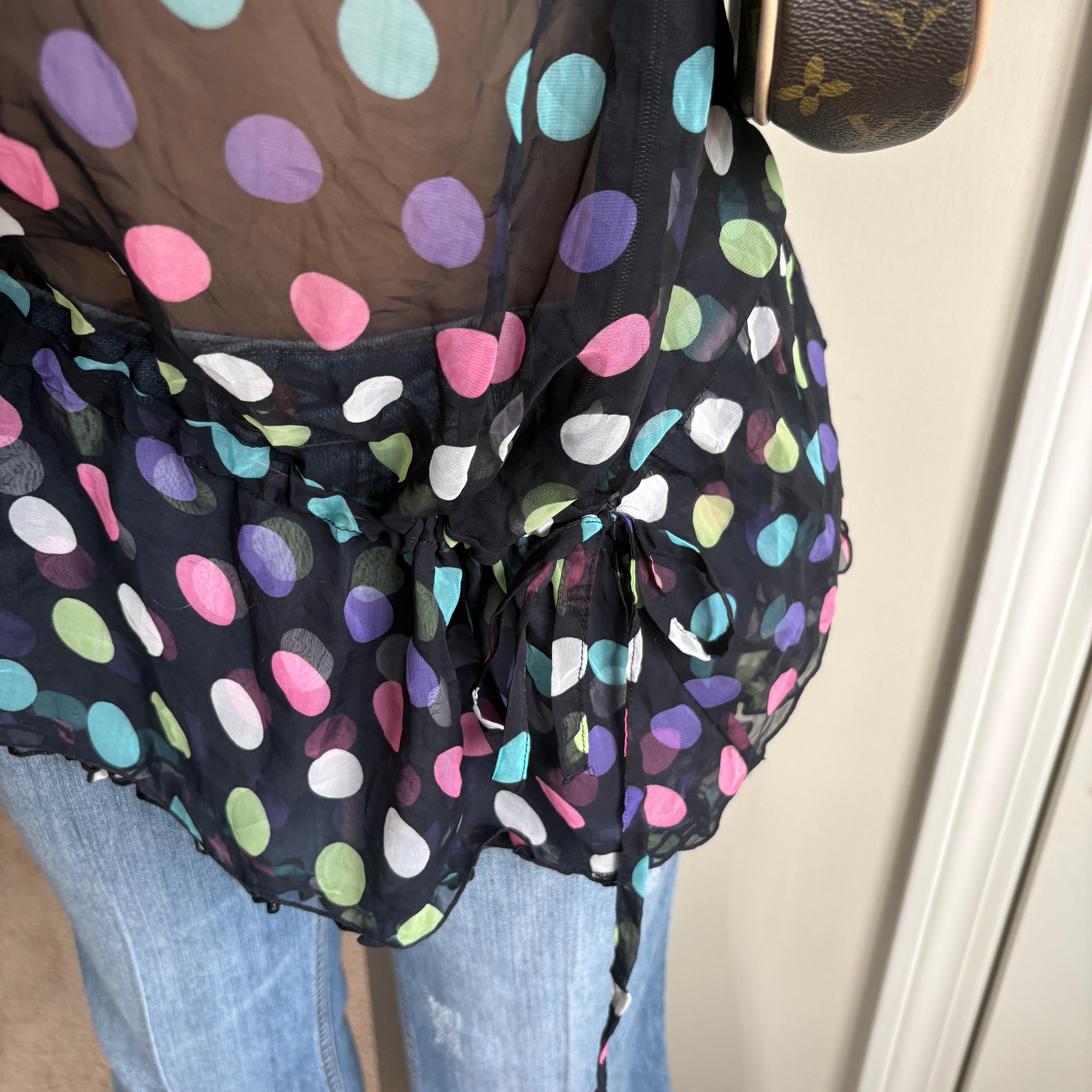 00s Victoria's Secret black & polka dot tank top (size L)
