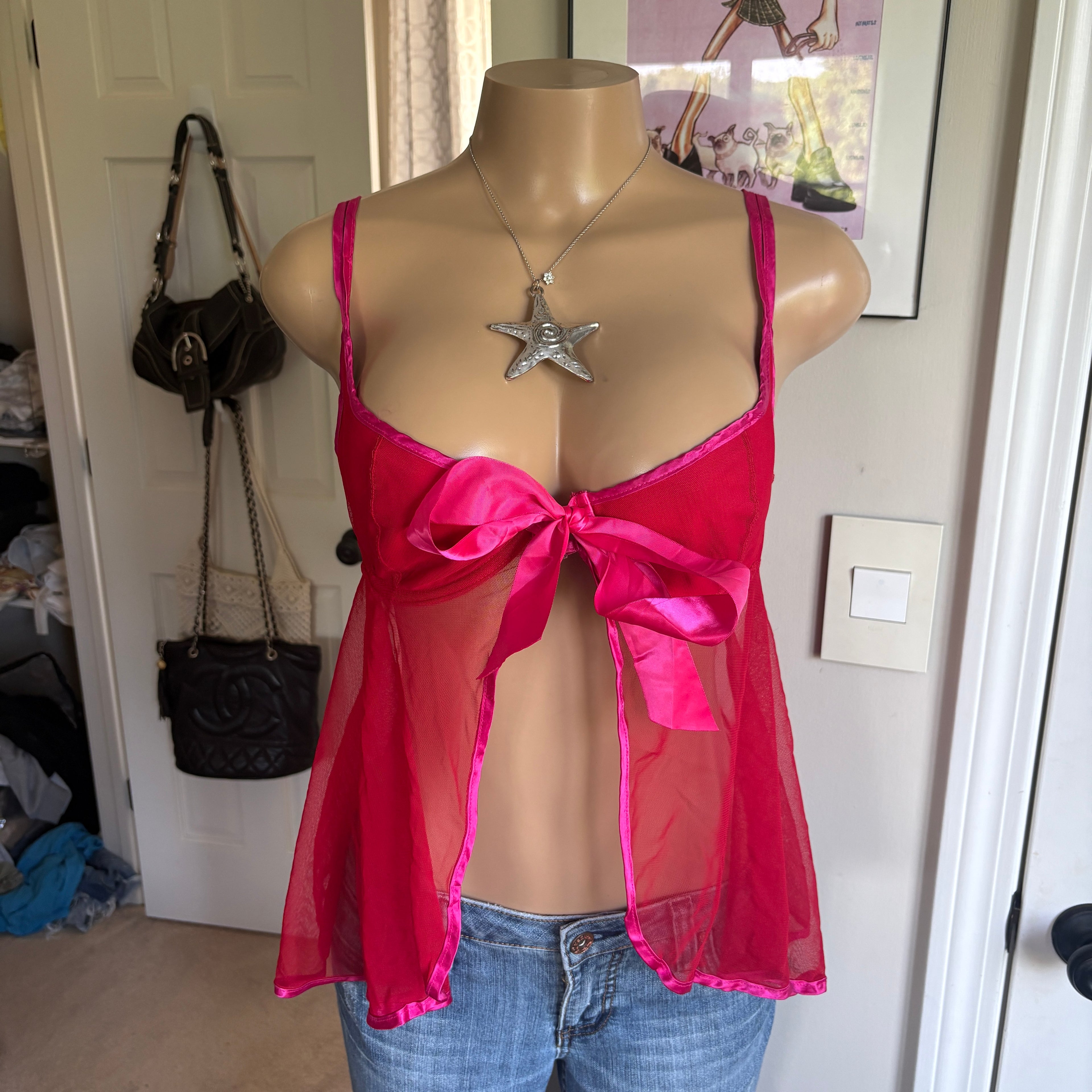 00s Victoria's Secret red babydoll slip top (size L)
