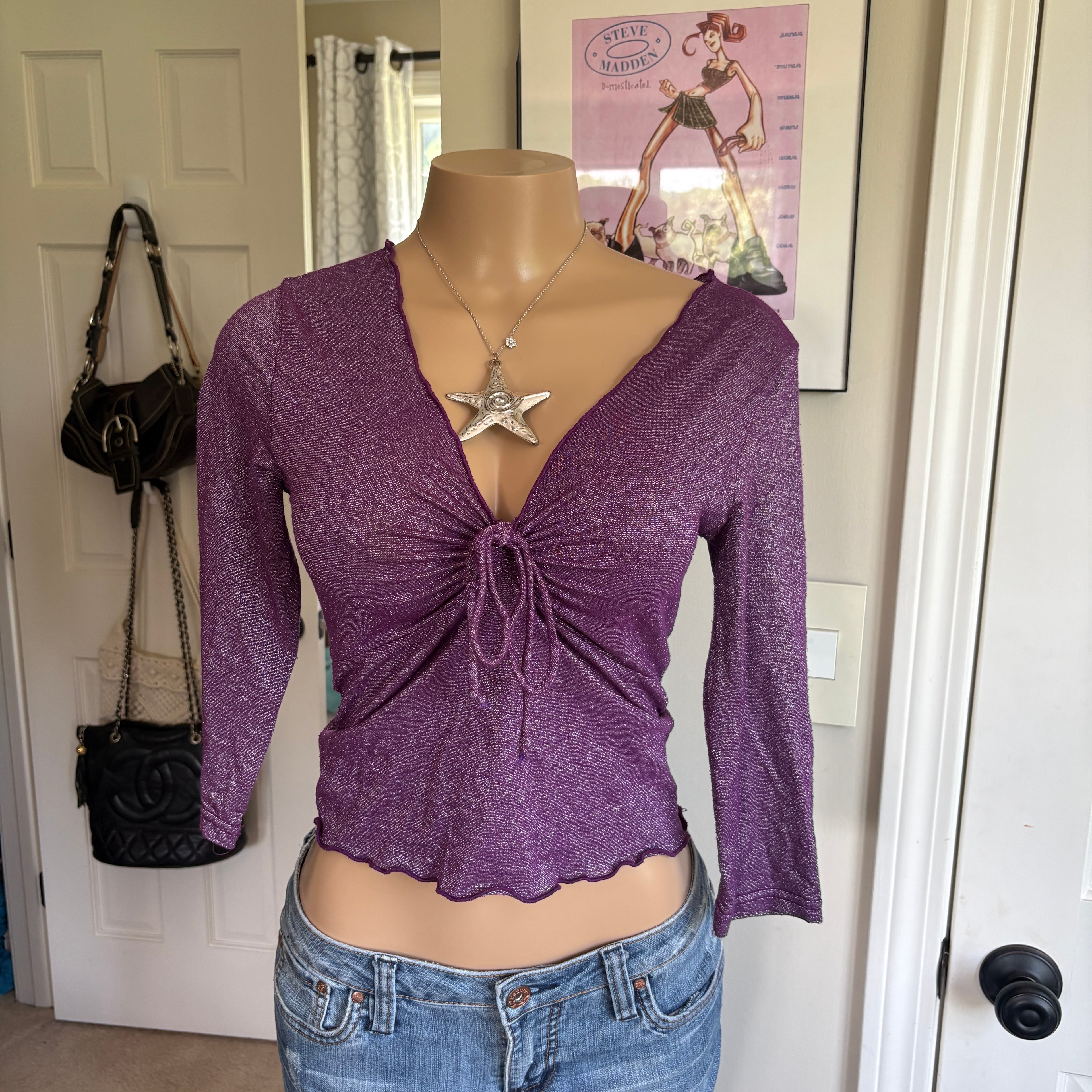 00s purple shimmer bow top (size S)