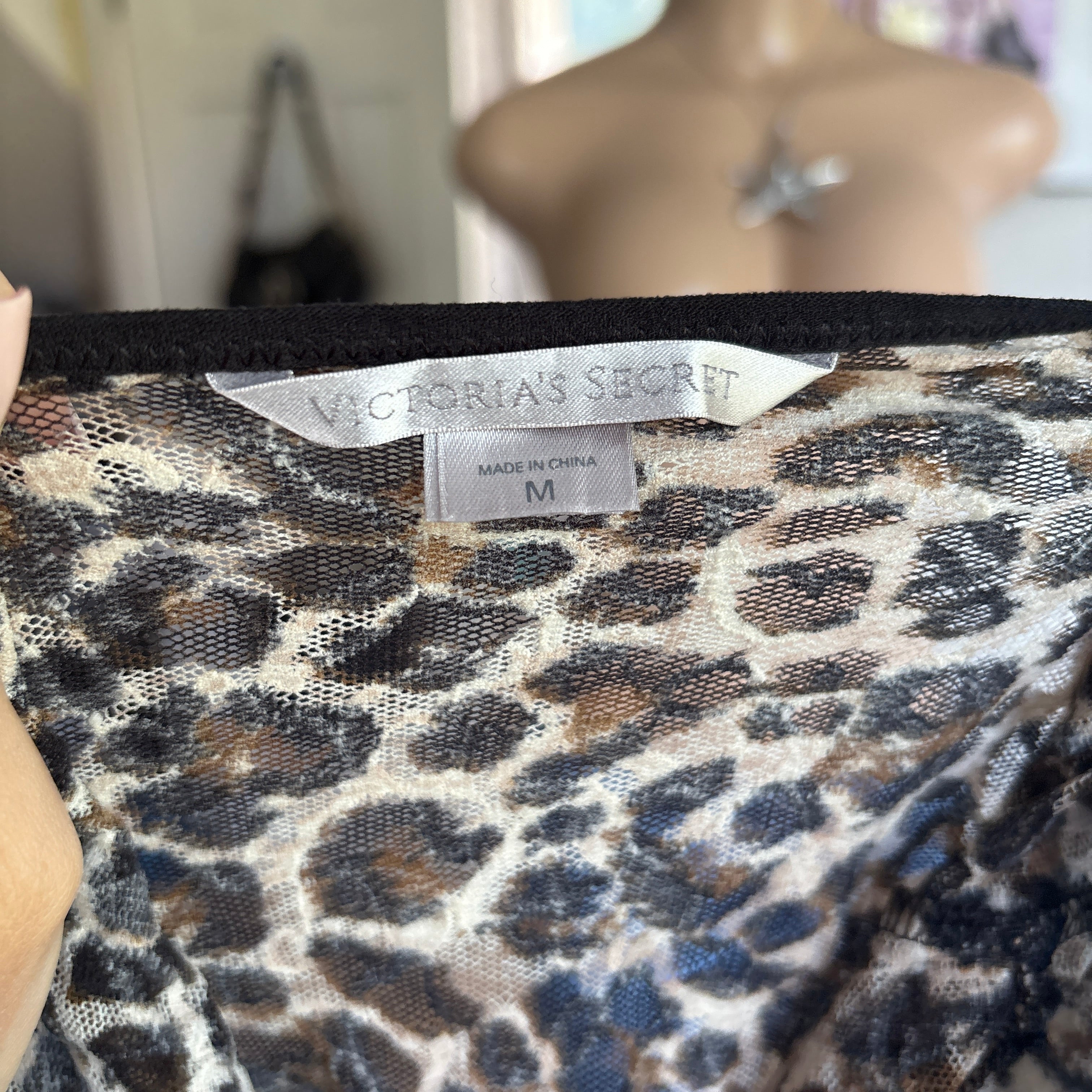 00s Victoria's Secret leopard print mesh slip cami (size M)