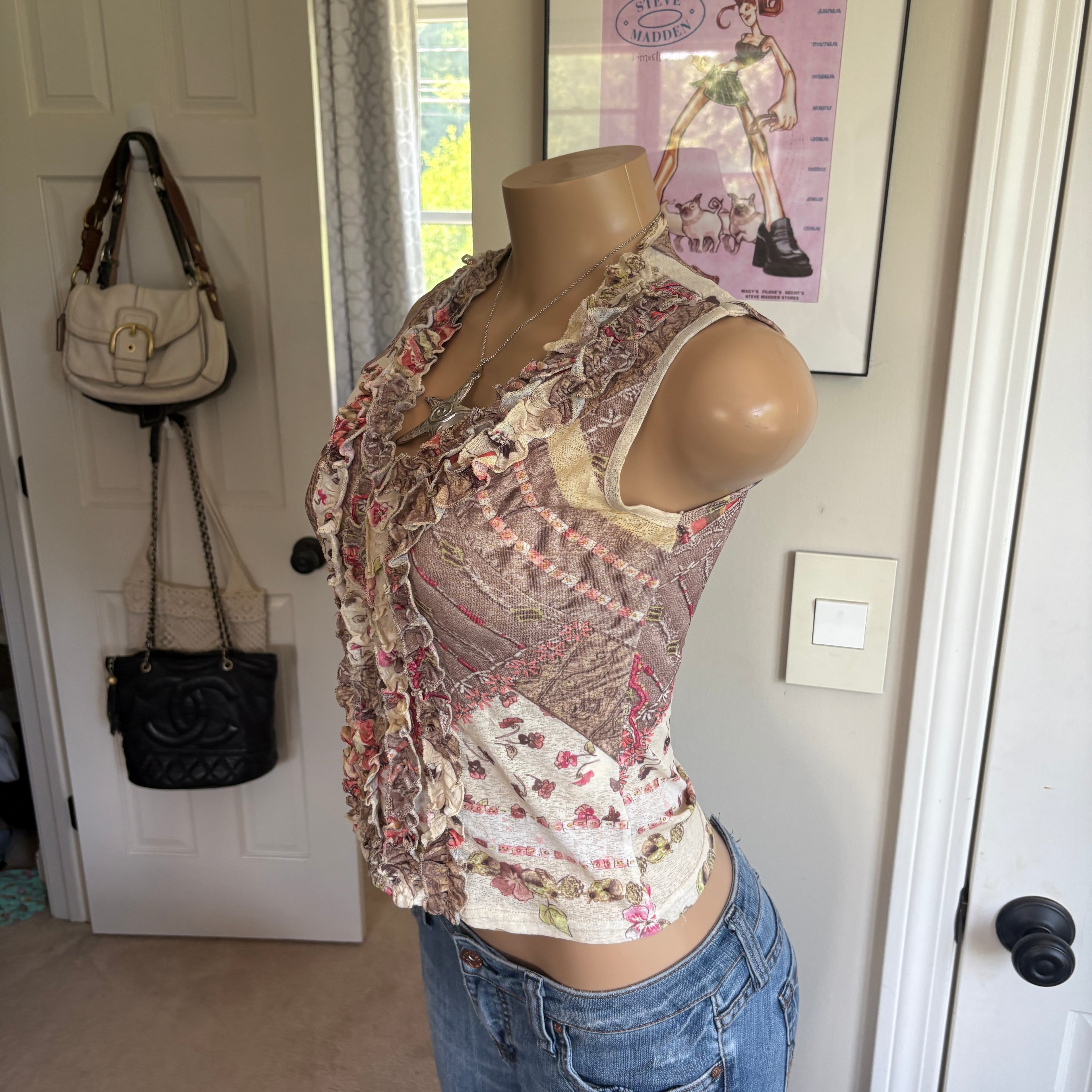 00s floral patchwork tank top (size M)