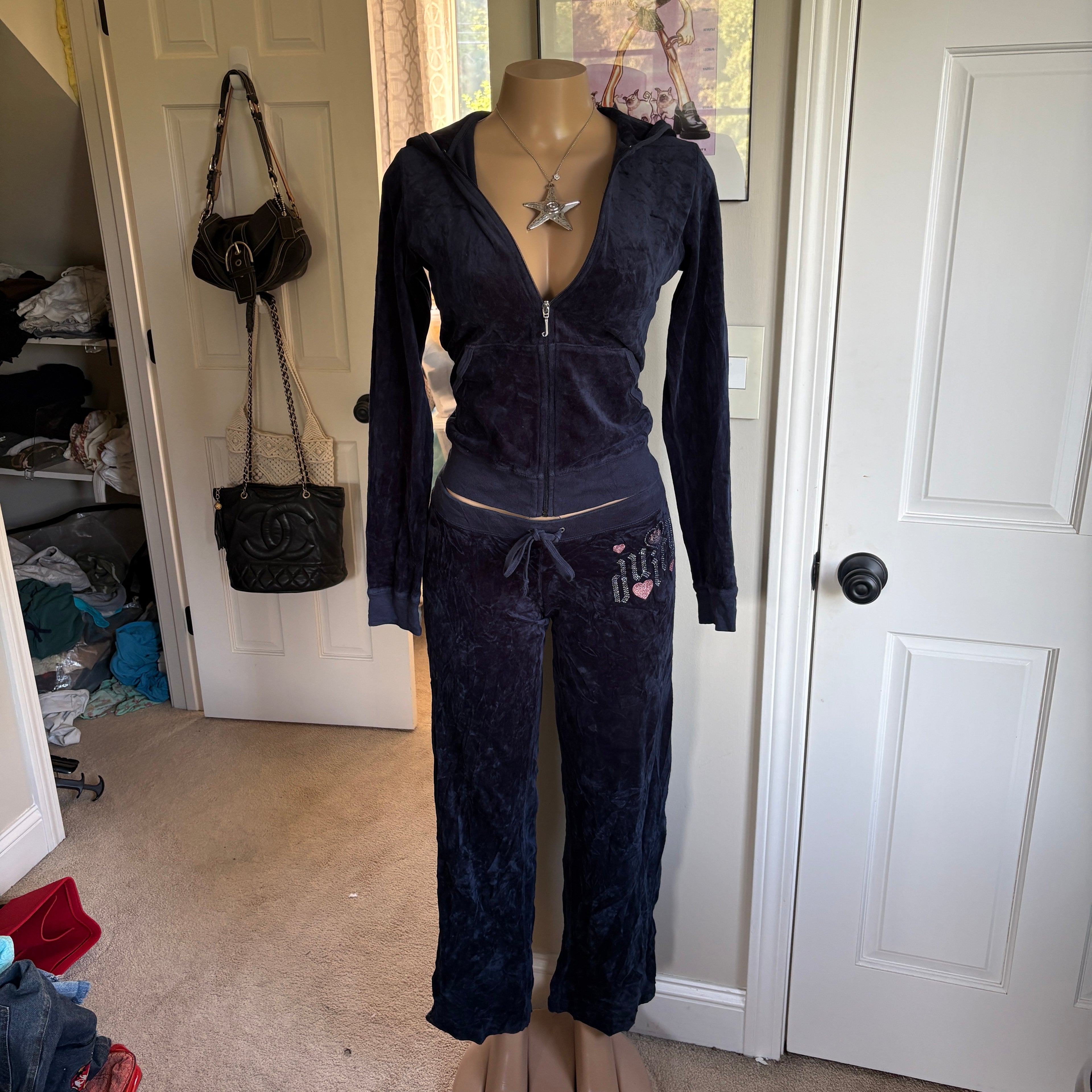 00s Juicy Couture navy decal tracksuit set (size S/M)