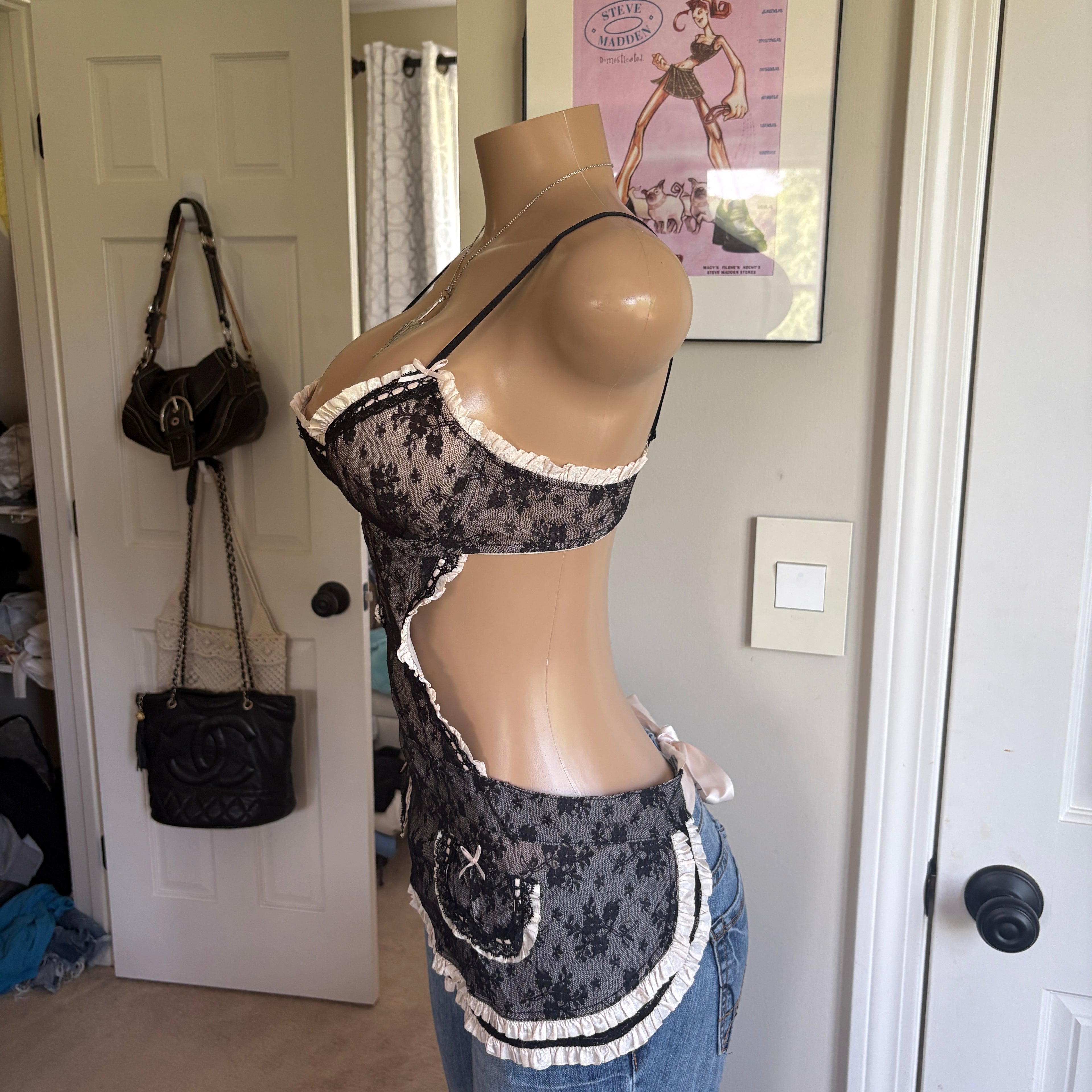 00s Victoria's Secret french maid lingerie top (size 36B)