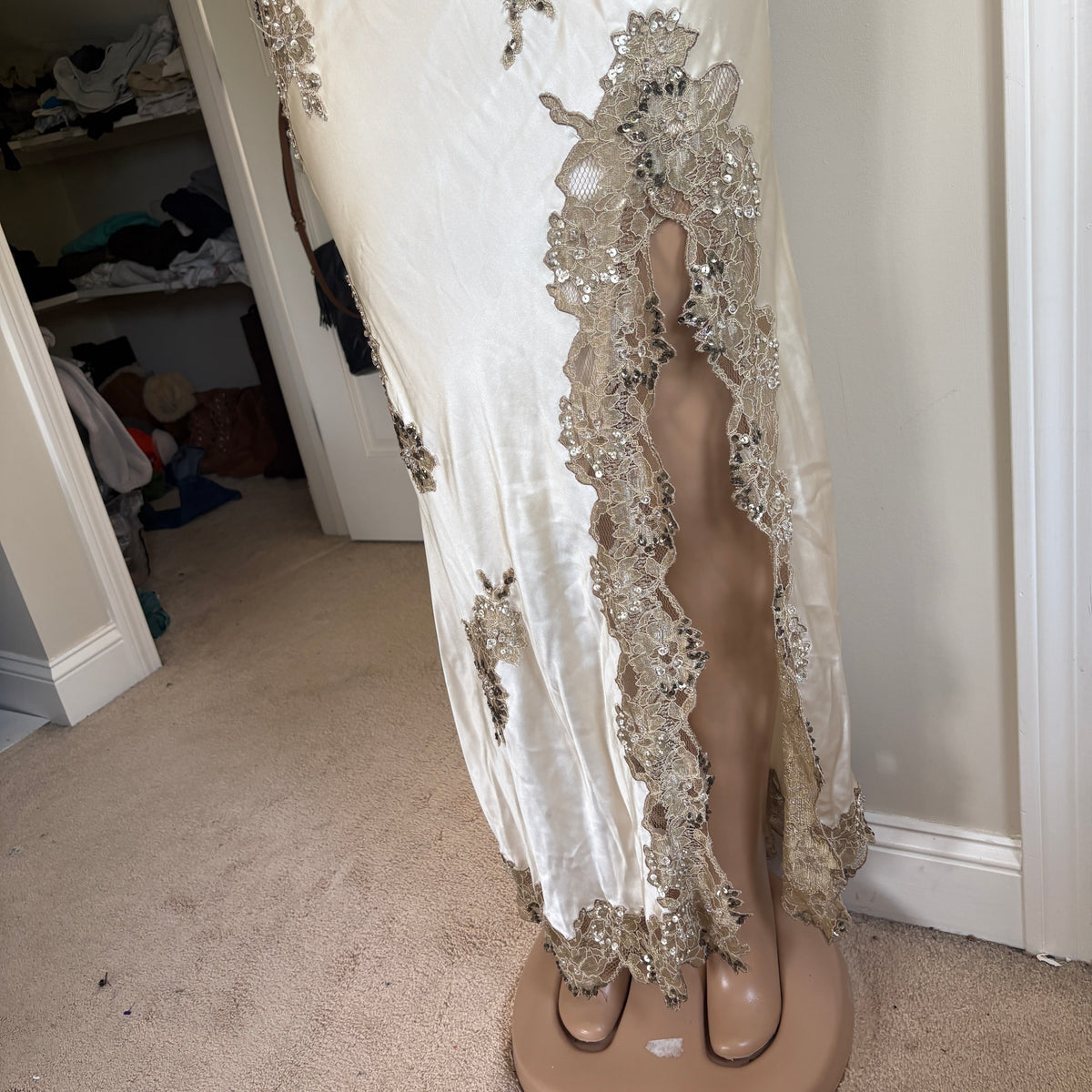 00s Cache silk beaded maxi dress (size M)