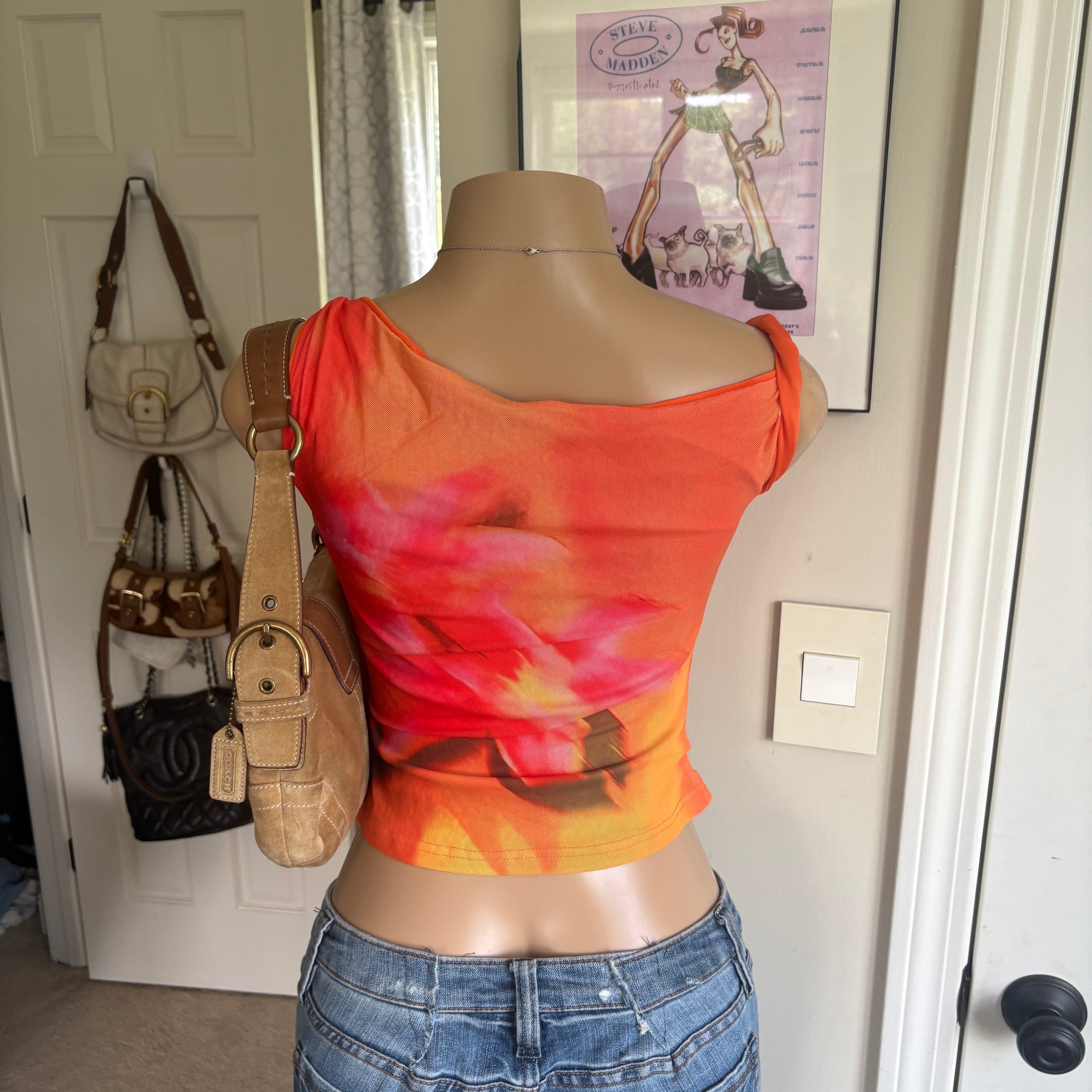 Windsor orange floral sunset tank top (size M)