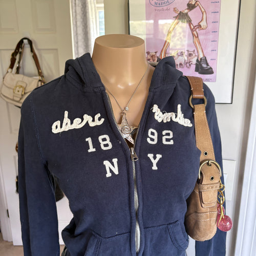 00s Abercrombie spellout navy zip hoodie (size XS)