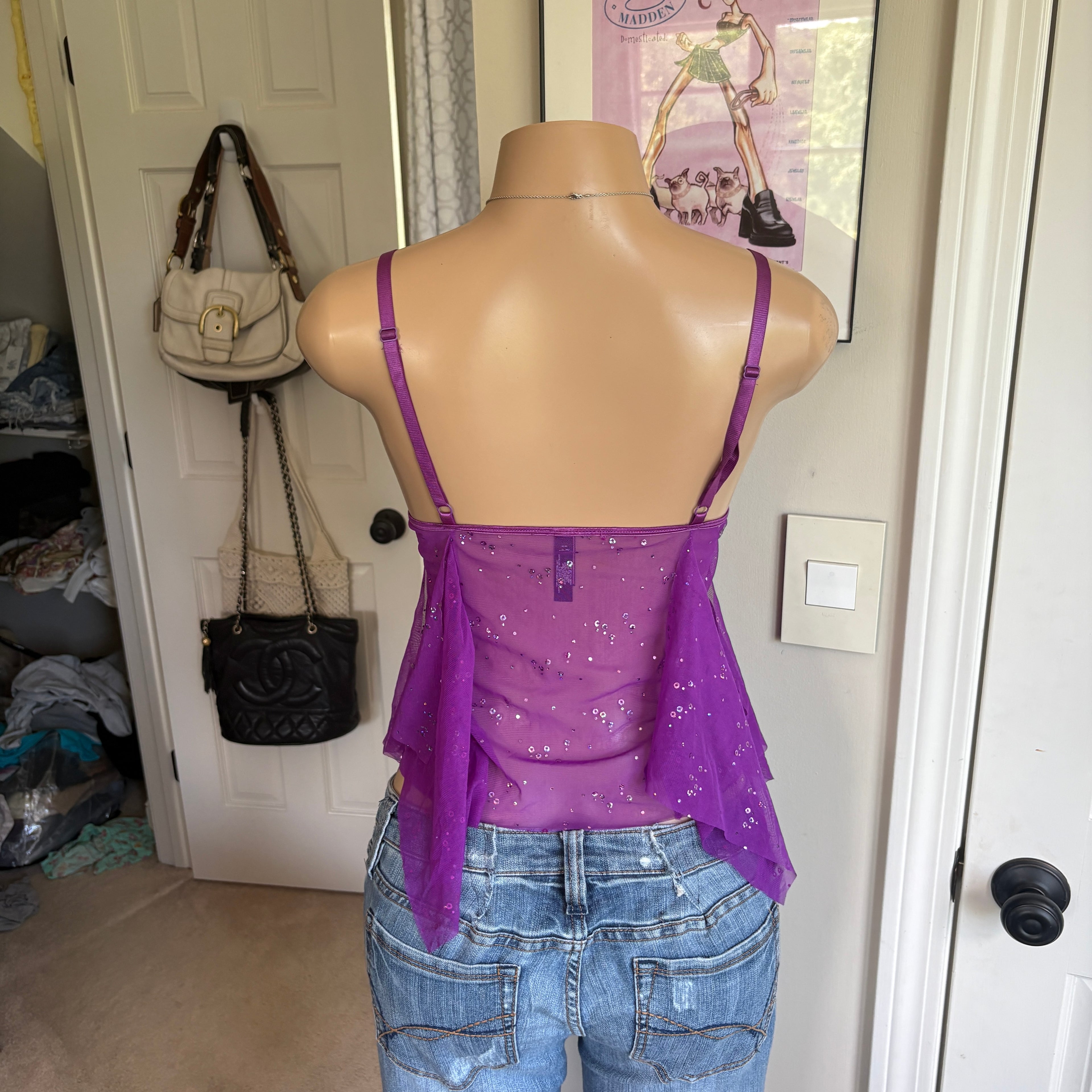 00s Victoria's Secret purple floral babydoll cami (size S)